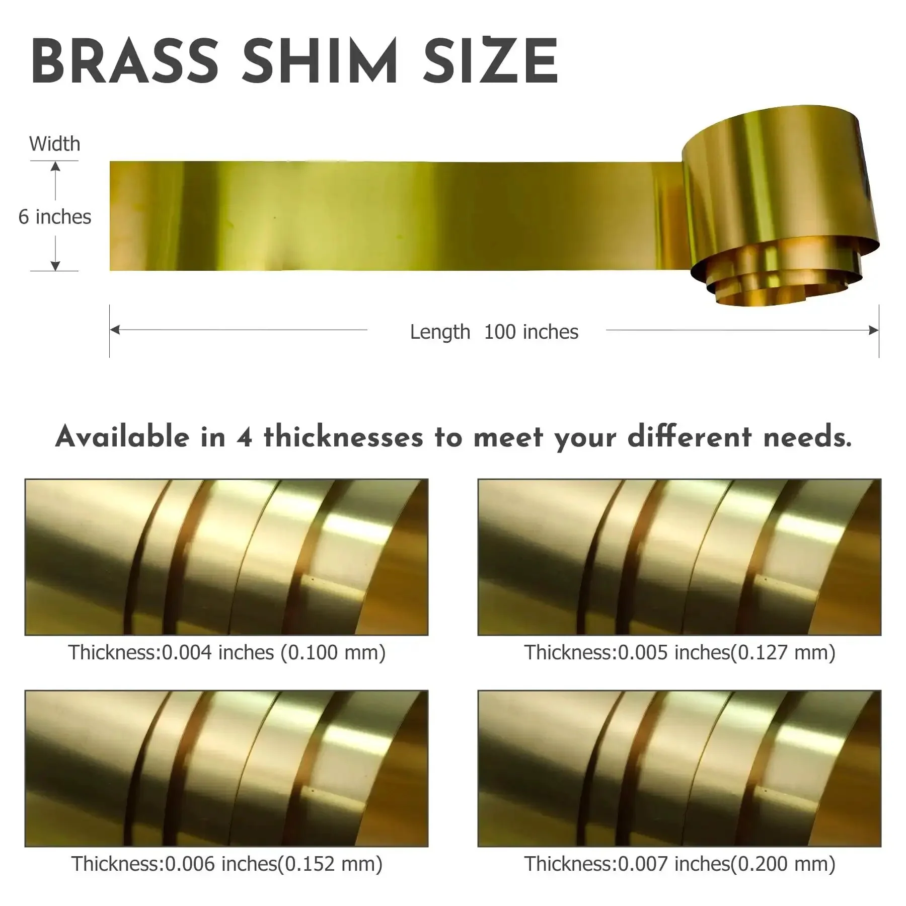 0.004 Inch Brass Shim Stock Roll 6 Inch Wide By 100 Inch Long Half Hard Cold Rolled CDA 260 For Gearheads Hardware DIY Jewelry Crafts And Electrical Work - Image 9