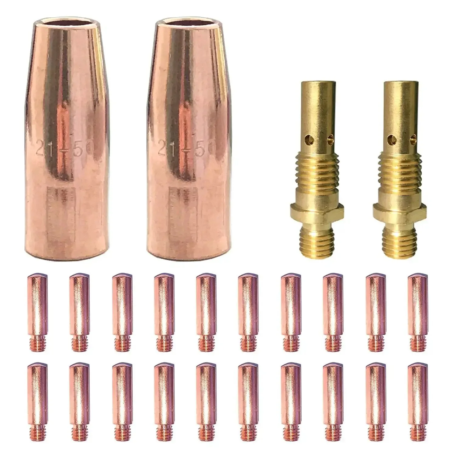 0.035 Inch MIG Welding Gun Accessory Kit With 20 Contact Tips 11-35, 2 Gas Nozzles 21-50, And 2 Gas Diffusers 35-50 For Common MIG Weld Guns Replacement Tips Nozzles Diffusers