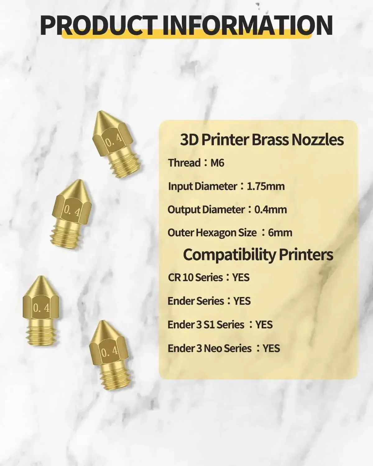 0.4mm Brass MK8 3D Printer Nozzle Set For Ender 3 V2 Ender 3 Ender 3S CR8 CR10 And More With 20 Nozzles And 54 Stainless Steel Cleaning Needles, Hassle Free Swap Extruder Replacement Kit For High Temp Printing - Image 3