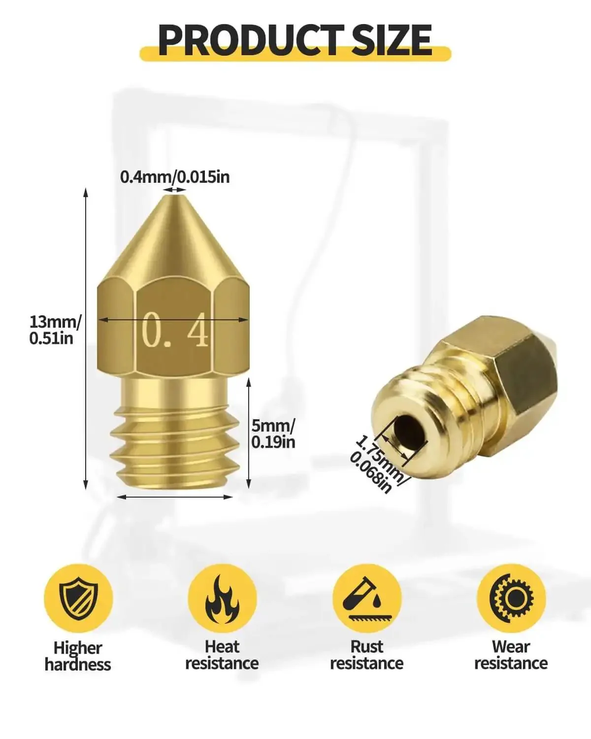 0.4mm Brass MK8 3D Printer Nozzle Set For Ender 3 V2 Ender 3 Ender 3S CR8 CR10 And More With 20 Nozzles And 54 Stainless Steel Cleaning Needles, Hassle Free Swap Extruder Replacement Kit For High Temp Printing - Image 6