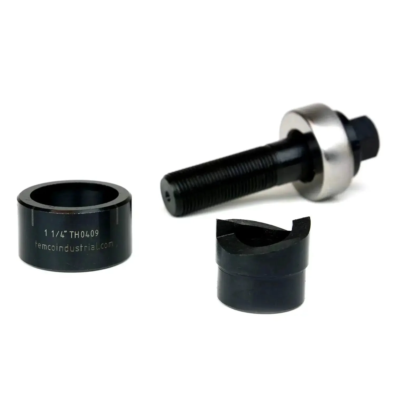 1 1/4 Inch Knockout Punch Kit With Draw Stud For Electrical Panels, 1.25 Inch Hole Size, Use With Ratchet, Wrench, Or Drill, Punches Mild Steel Up To 10 Gauge, Brass, Copper, And Aluminum Built Tough And Easy To Use
