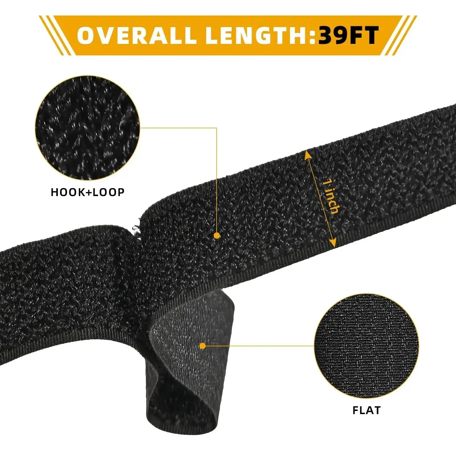 1 Inch By 39 Foot Nylon Hook And Loop Straps Roll With 60 Buckles 30 Metal And 30 Plastic Adjustable Reusable Cut To Length Ties For Home Office Garage Organization Black - Image 7