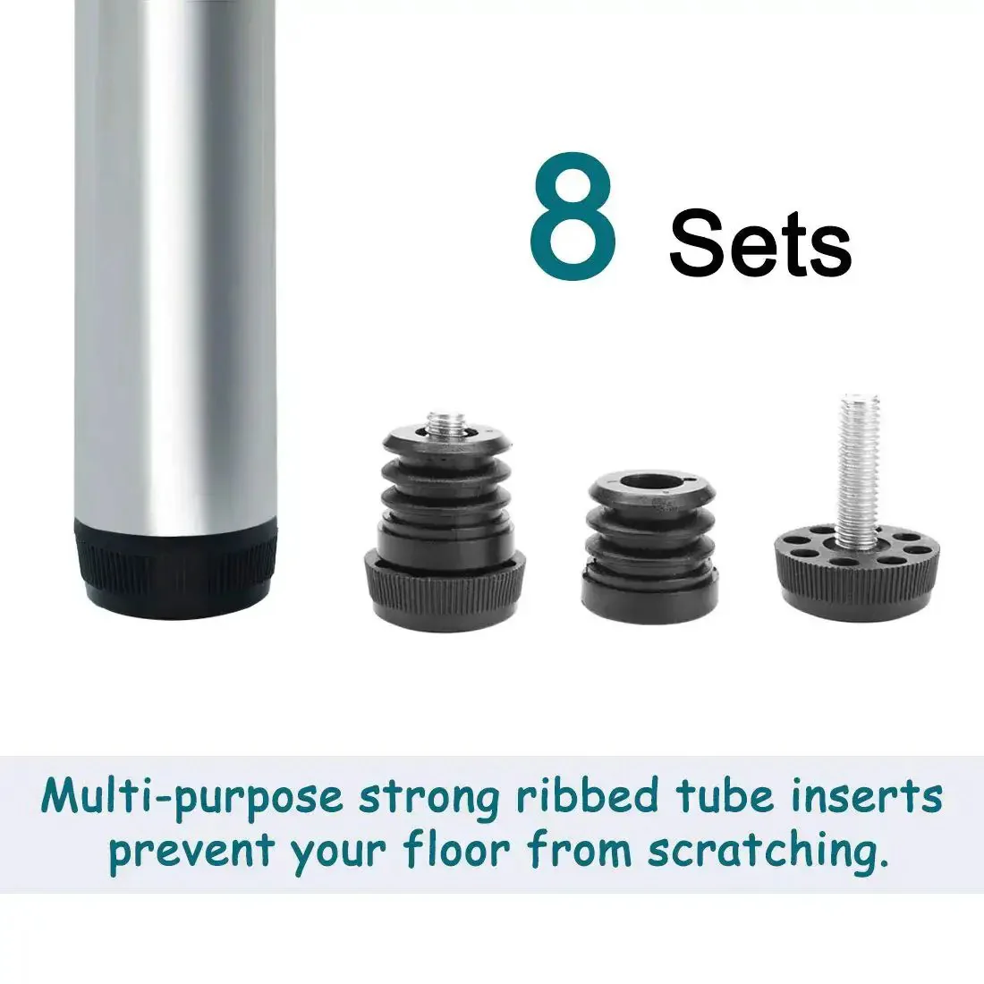 1 Inch Furniture Leveling Feet Set, 25mm OD Round Insert Adjustable Levelers, Heavy Duty Floor Protectors, 8 Pack For Tables And Cabinets, Smooth Height Adjustment, Anti Scratch Non Slip Feet - Image 3