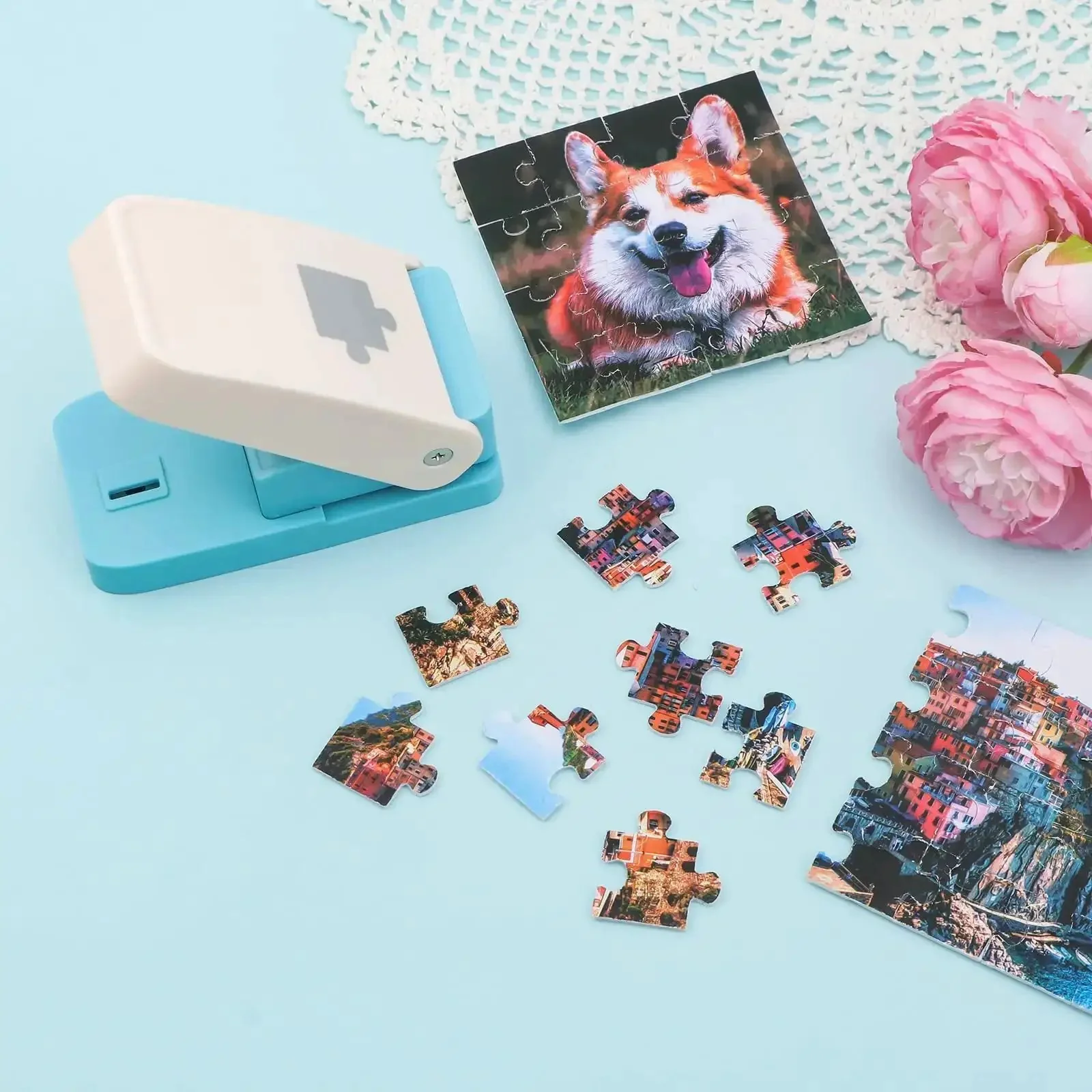 1 Inch Puzzle Hole Puncher For DIY Jigsaw Crafts Portable Cardboard Cutter Turns Photos Into Custom Puzzles Create Personalized Puzzles From Pictures Easy Craft Tool For Scrapbooking And Gift Making - Image 2