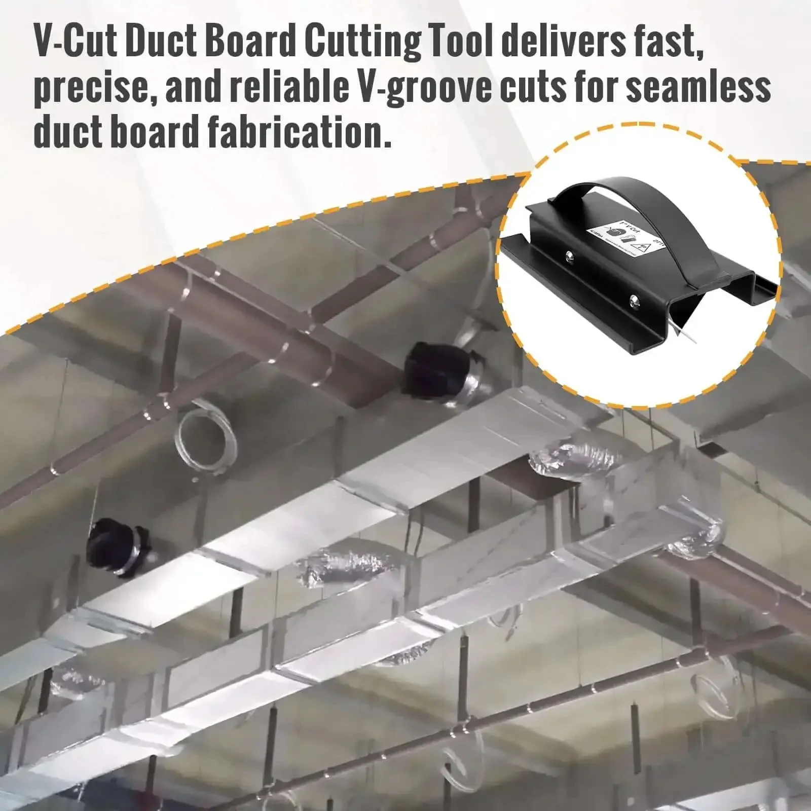 1 Inch V Groove Duct Board Cutter for HVAC Pros, Heavy Duty Steel Sled Frame Ductwork Tool for Fast Straight Cuts and Folded Joints, Durable Hand Tool for Precise V Cut Duct Fabrication and Installation - Image 3
