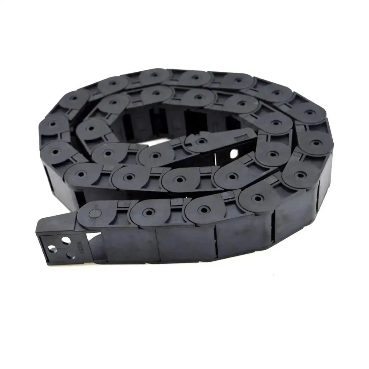 1 Meter Black Plastic Cable Drag Chain With R38 Bend Radius And 18x50mm Inner Size, Semi Enclosed One Side Open Wire Carrier For CNC Machines, Heavy Duty Cable Management For Smooth Motion
