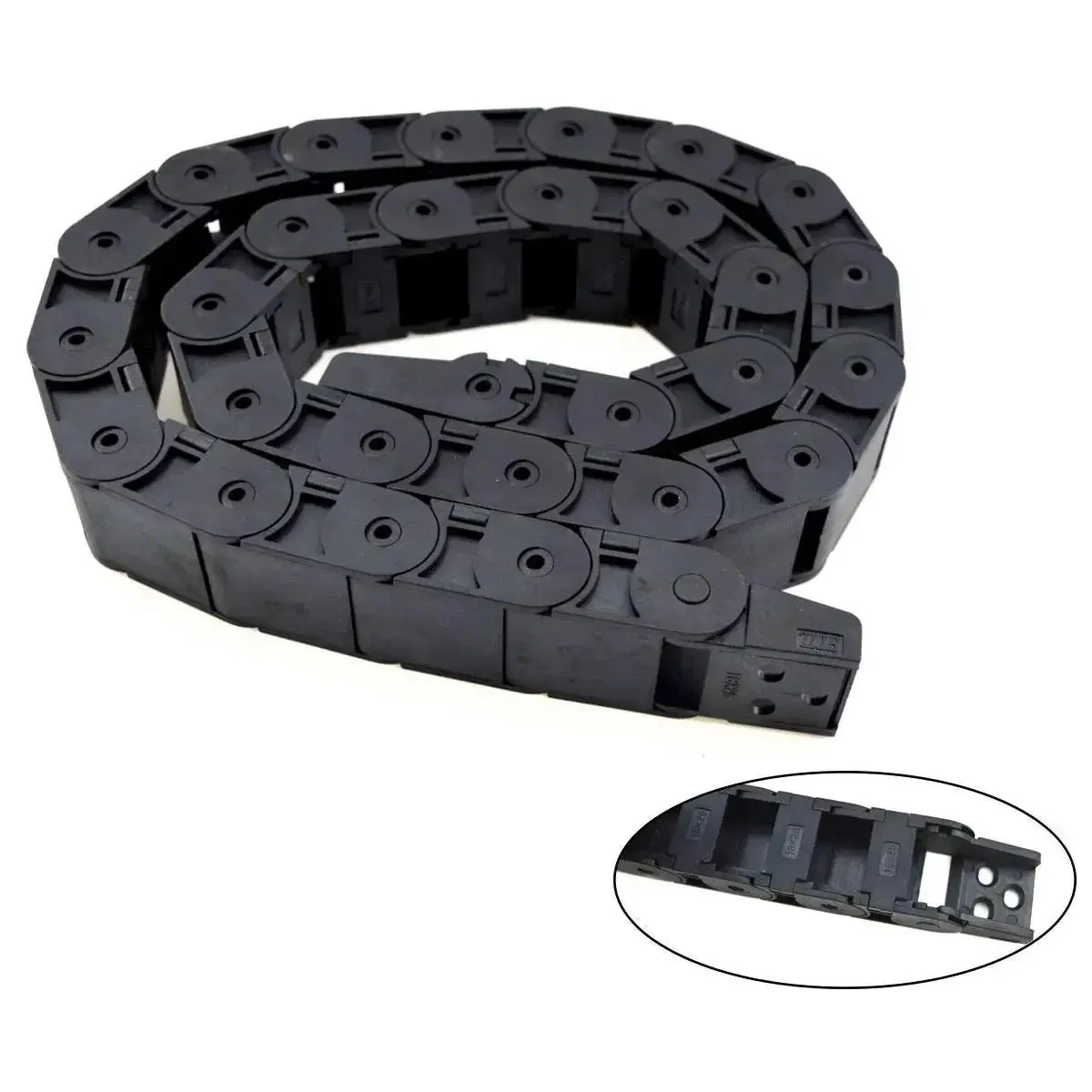 1 Meter Black Plastic Cable Drag Chain With R38 Bend Radius And 18x50mm Inner Size, Semi Enclosed One Side Open Wire Carrier For CNC Machines, Heavy Duty Cable Management For Smooth Motion - Image 6
