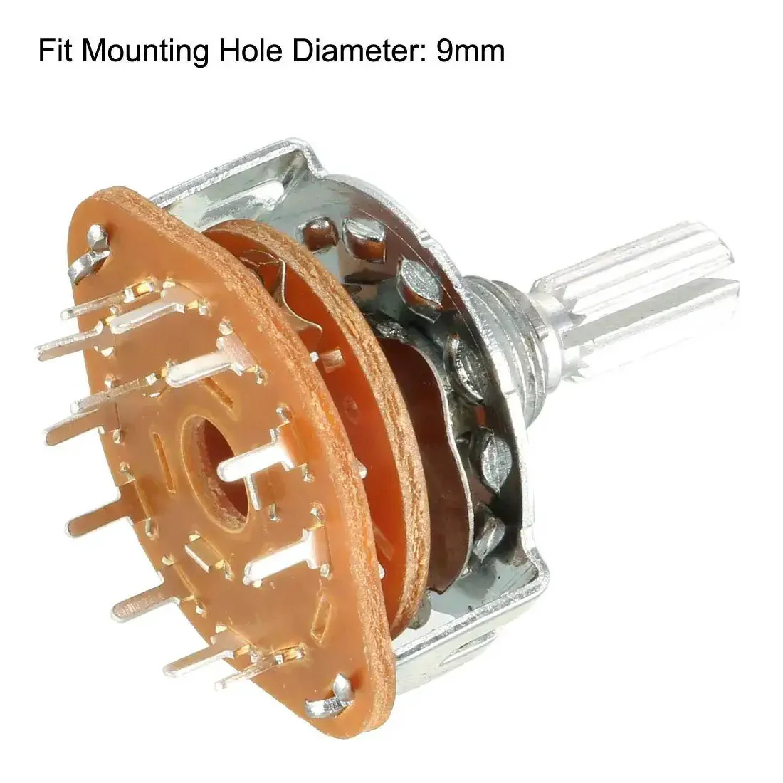 1 Pole 11 Position Band Selector Rotary Switch, Single Deck, 9mm Mount Thread, 6mm Shaft, 14mm Shaft Length, 12 Pins, For Radio, TV, Industrial Gear, And Electronic Control Panels - Image 3