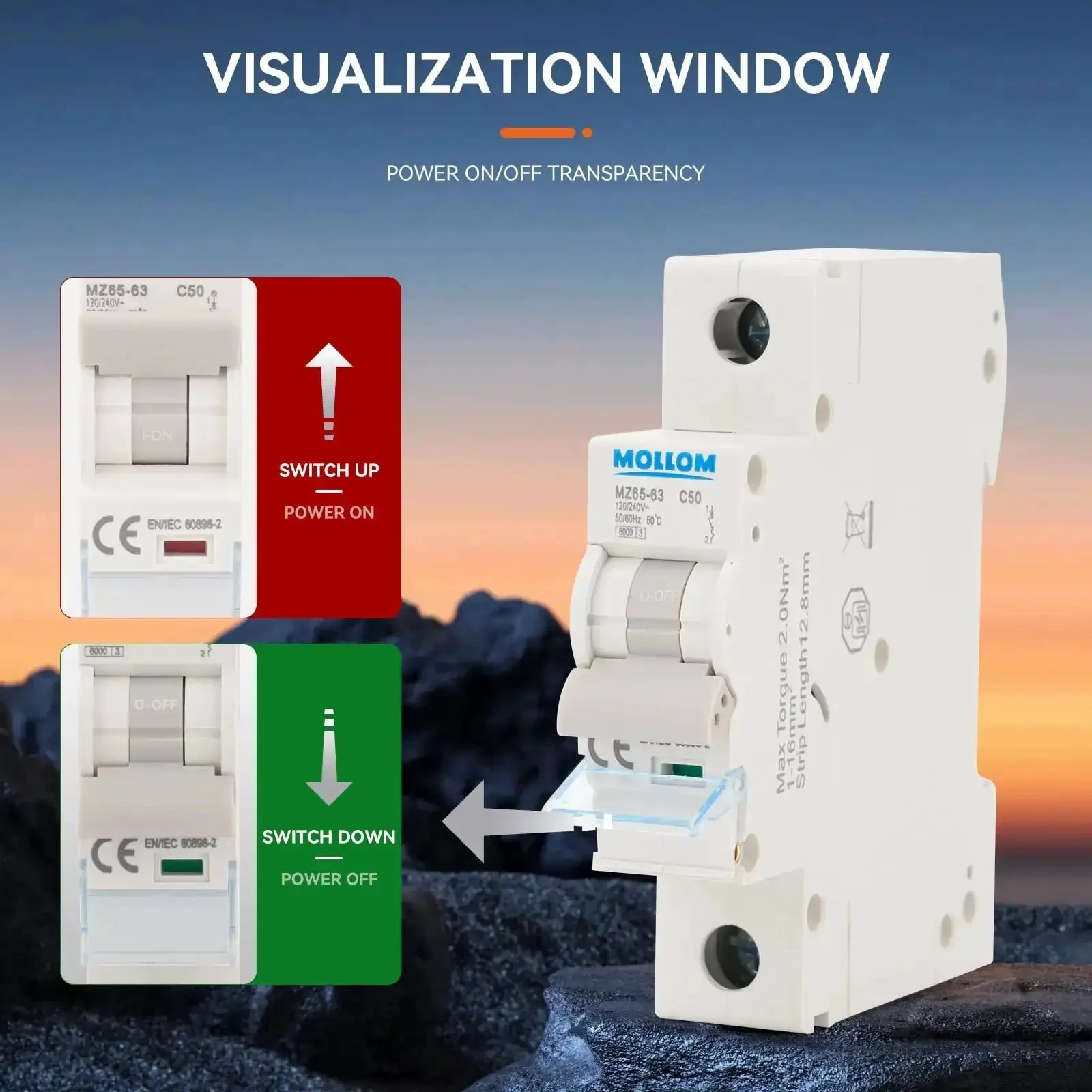 1 Pole 110-240V 6A Miniature Circuit Breaker, Thermal Magnetic Trip, 6KA Breaking Capacity, C Curve, Great For Solar AC Systems, Home Use, RVs, Plug And Play, Indoor Outdoor Friendly - Image 4