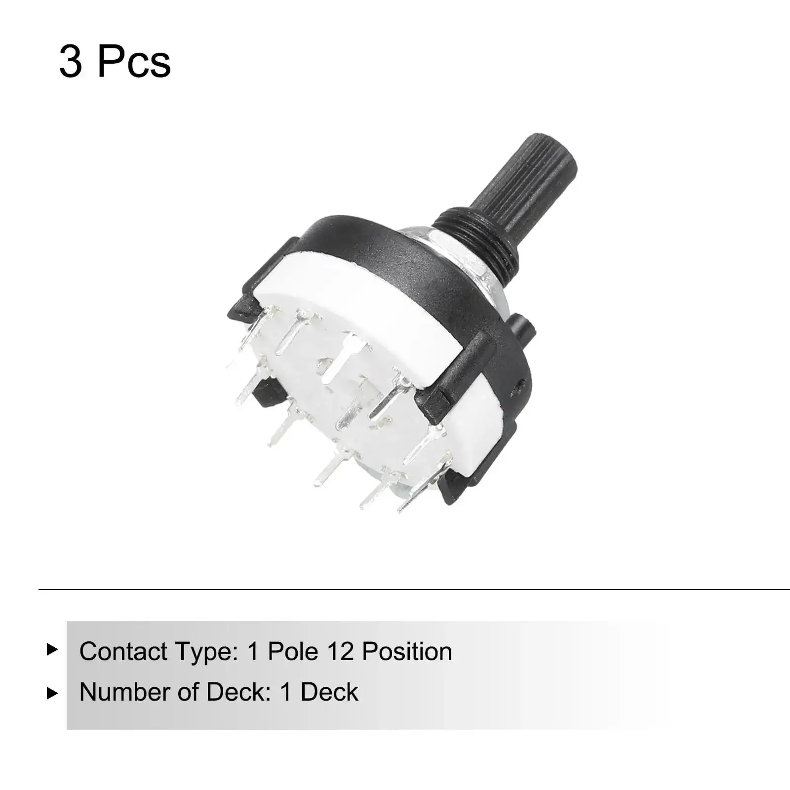 1 Pole 12 Position Rotary Switch Band Selector 1 Deck Pack Of 3 For TV, Radio And Home Electronics Projects Built For DIYers, Multi Pole Multi Throw, 28.5mm Diameter, 9.2mm Thread - Image 3