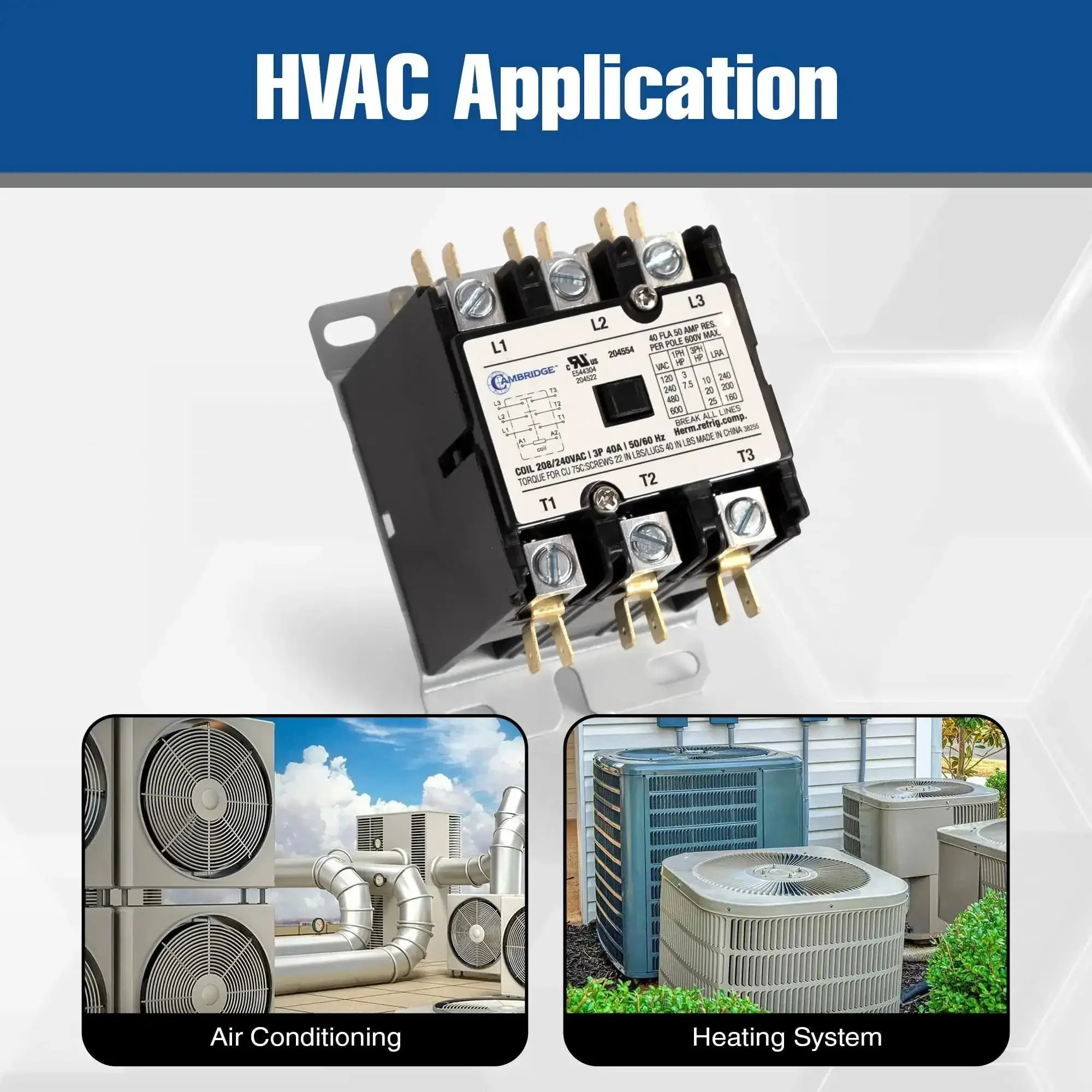 1 Pole 30A 24V AC Coil Definite Purpose Contactor for HVAC Air Conditioner Condenser, Compressor, Fan Motor and Pump Control, Reliable Relay for Residential and Light Commercial Systems - Image 3