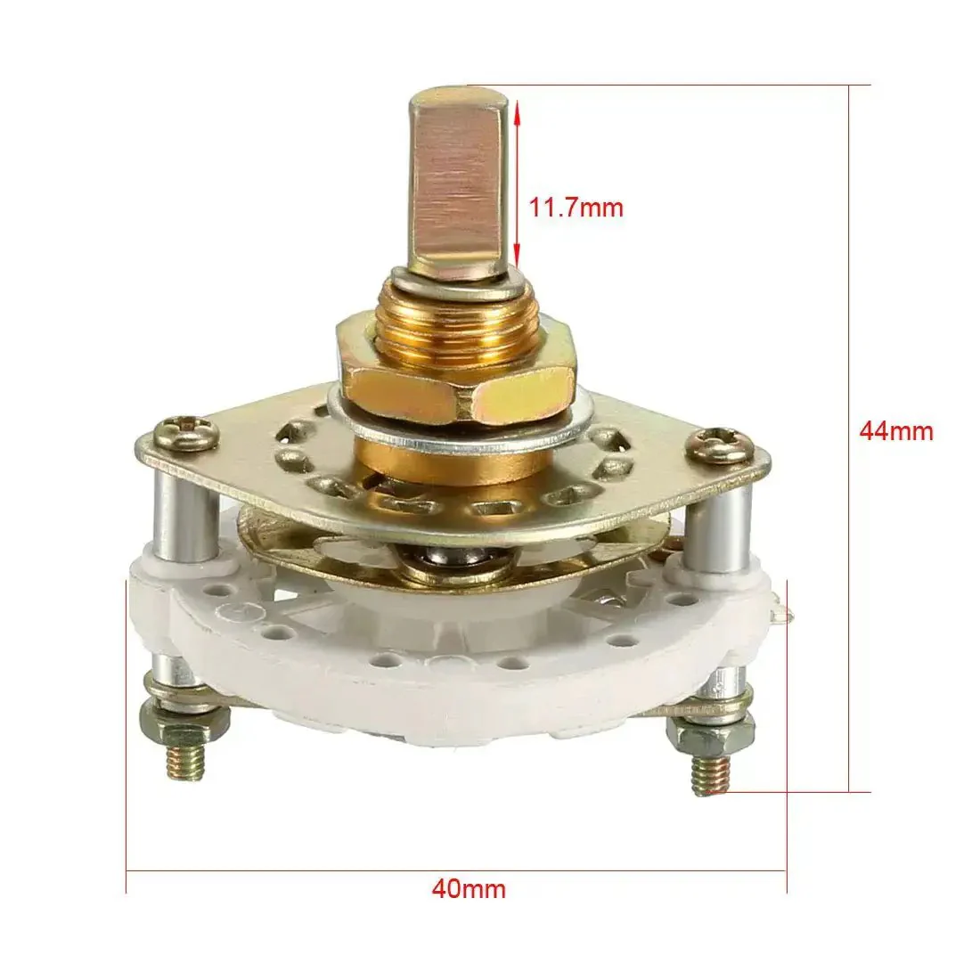 1 Pole 4 Position Rotary Switch With Knob, 5 Pins, 1 Deck Band Selector, Mount Hole 9.7mm, Shaft 6mm, Shaft Length 11.7mm, Includes Mount Nut - Image 4