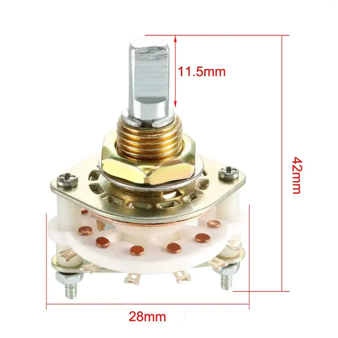 1 Pole 6 Position Band Selector Rotary Switch With 1 Deck 10mm Mount Hole 6mm Shaft 11.5mm Shaft Length Includes Black Plastic Knob And Mounting Nut Dope Pick For Audio And Radio Projects - Image 4