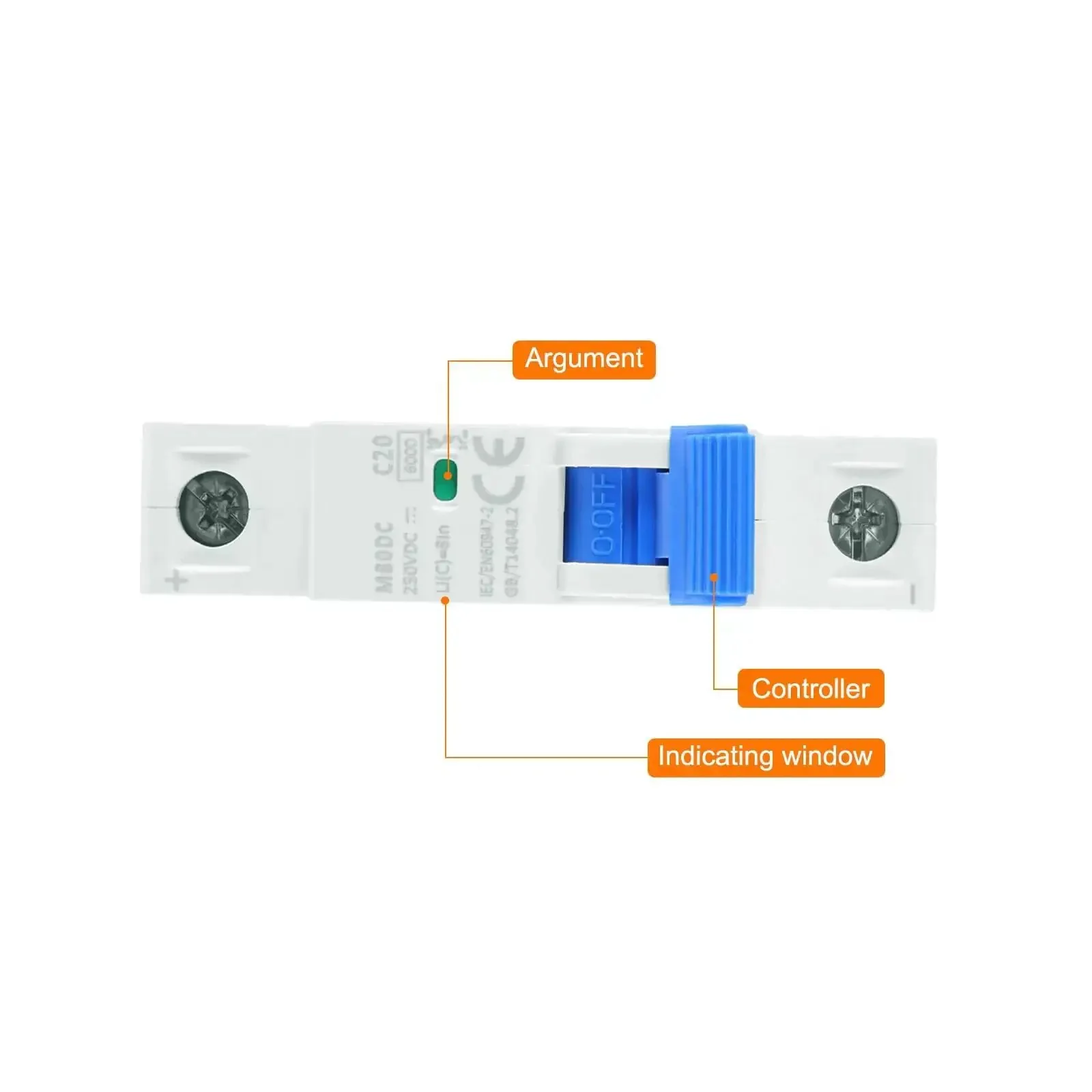 1 Pole Miniature Circuit Breaker 20A DC 250V DIN Rail Mount Disconnect Switch With Thermal Magnetic Trip For Short Circuit Protection, Overload Safeguard, Ideal For Residential And Commercial Panels Blue - Image 5