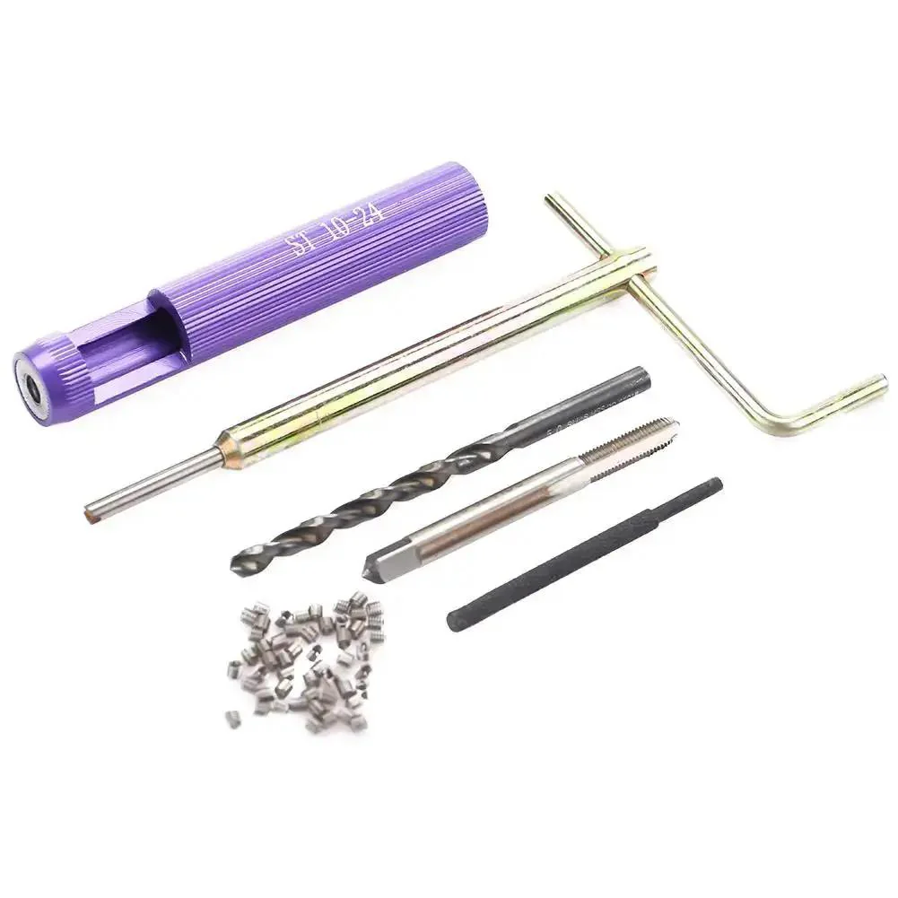10-24 UNC Helical Inserts Kit For Aluminum With Stainless Steel Thread Repair Inserts ST Tap And Tool Included Fix Stripped Threads Reinforce Weak Material All In One Built To Last Heavy Duty Repair Solution