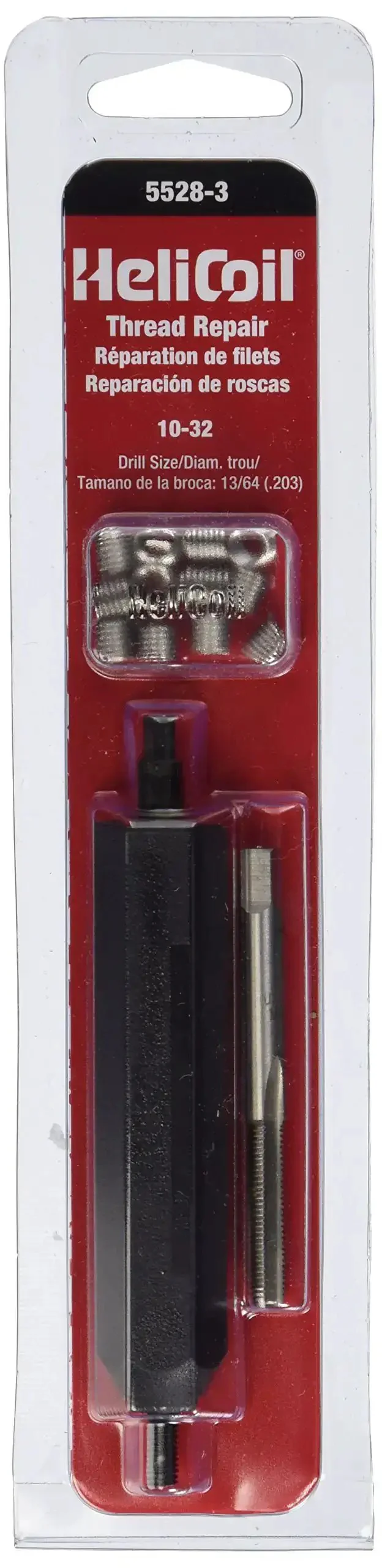 10-32 Fine Thread Hole Repair Kit With 12 Inserts, Tap And Installation Tool, All-In-One Fix For Damaged Threads, Includes Instructions And Carded Pack For Quick, On-The-Go Repairs