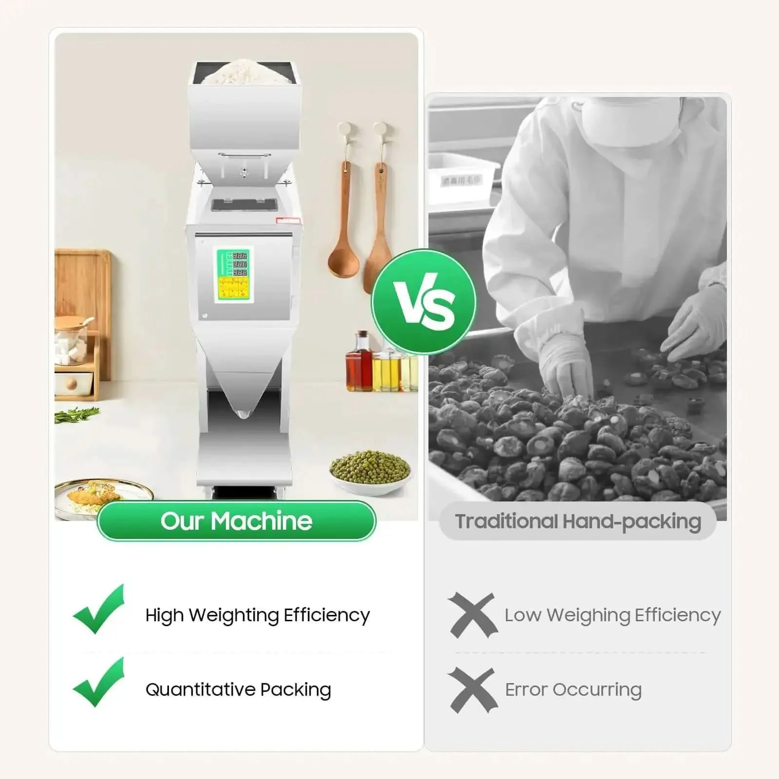 10-999g Automatic Powder Filling Machine With Heavy-Duty Stainless Steel Build 200W 110V Weighing And Filling System Foot Switch And Display Fast Reliable And Easy To Use For Beans Seeds Grains And Tea - Image 5