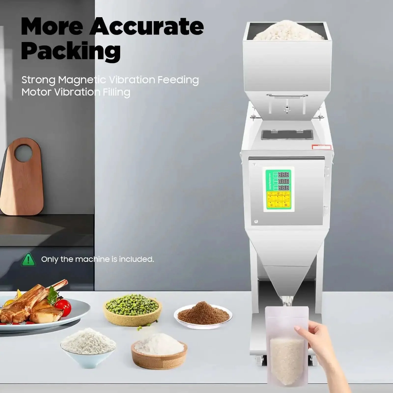 10-999g Automatic Powder Filling Machine With Heavy-Duty Stainless Steel Build 200W 110V Weighing And Filling System Foot Switch And Display Fast Reliable And Easy To Use For Beans Seeds Grains And Tea - Image 7