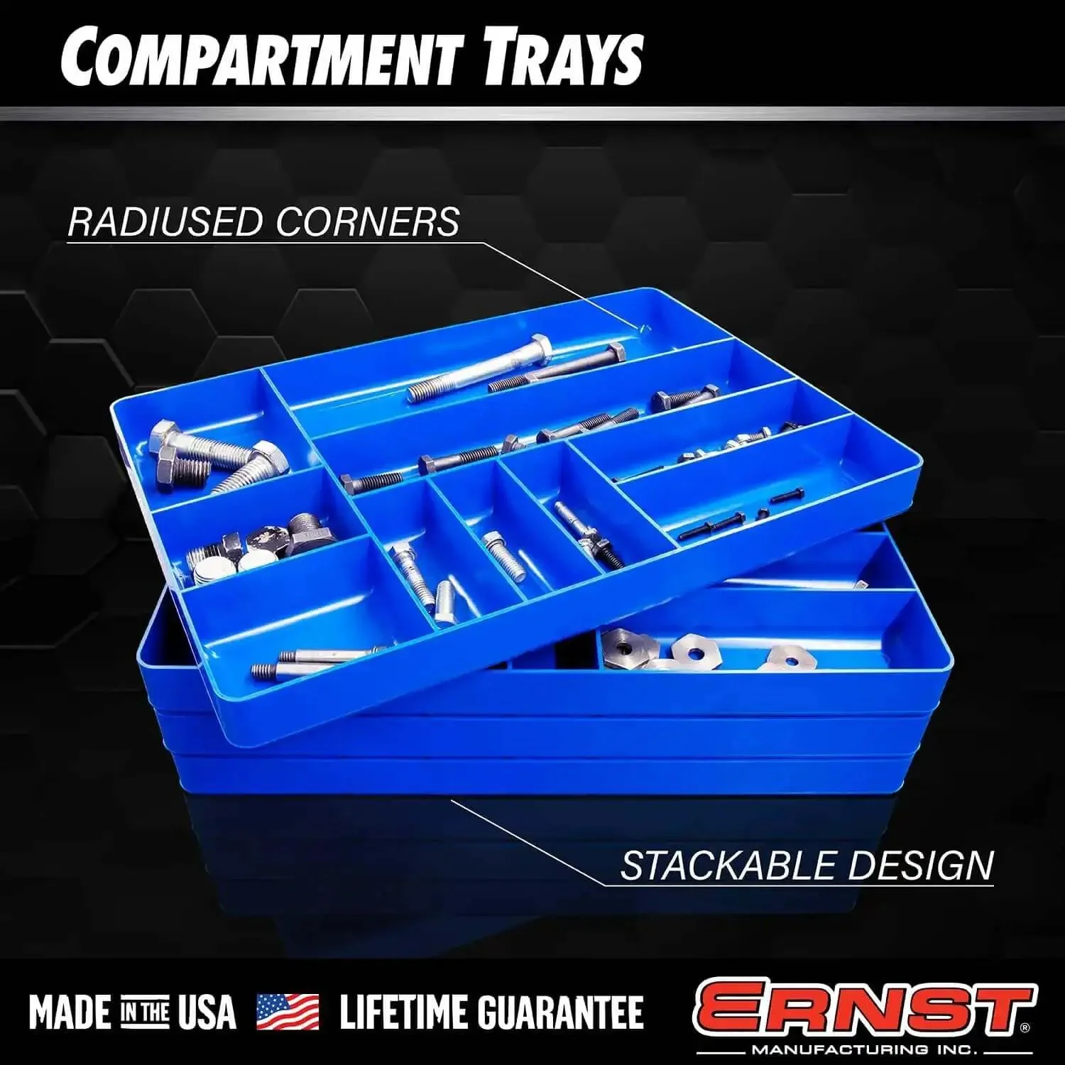 10 Compartment Drawer Organizer Tough As Nails Heavy Duty Stackable Tray For Garage Tool Organization Low Profile Toolbox Storage Keeps Bolts Nails Wrenches And Parts Neatly Separated Easy To Clean High Visibility Made In The USA - Image 8