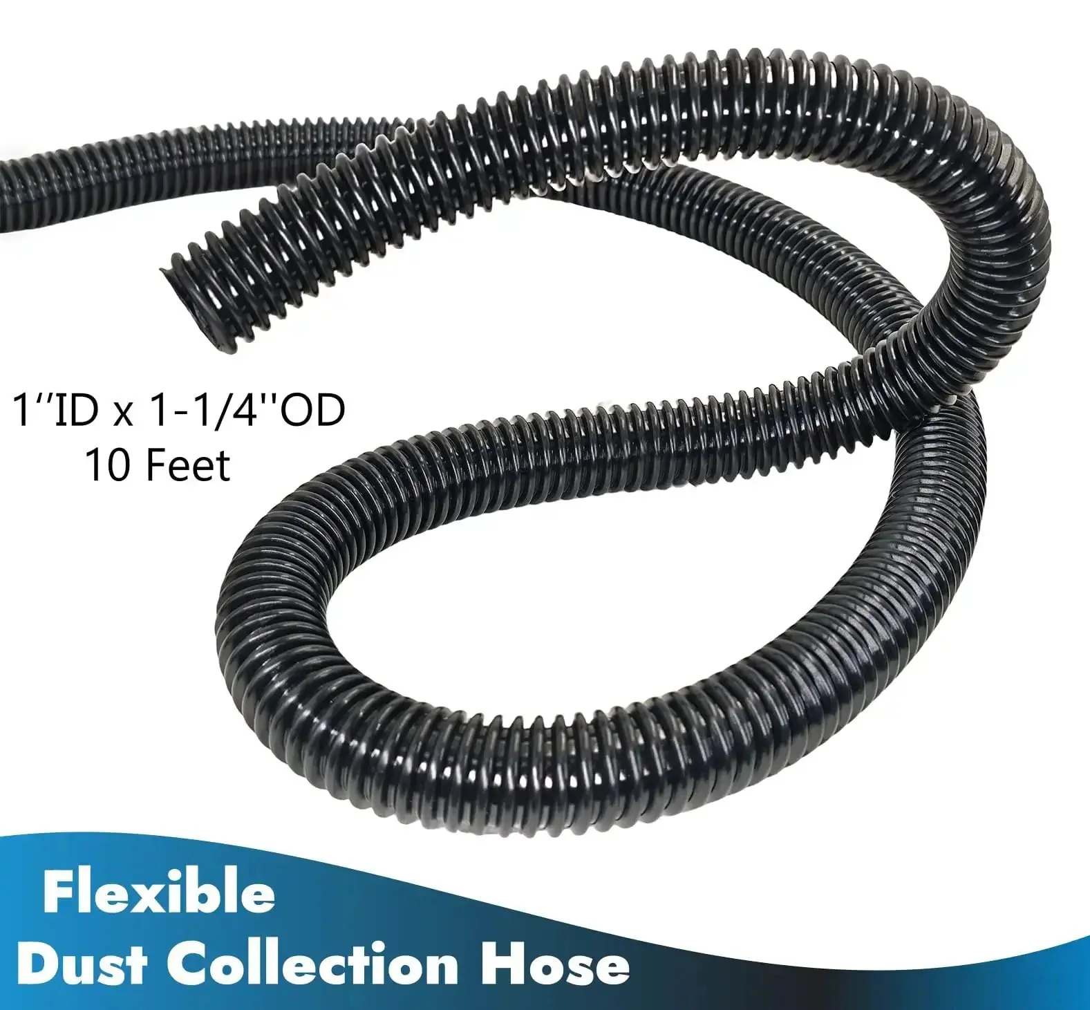10 Foot Dust Collection Hose Kit With Five Fittings For Woodworking Power Tools Premium Durable PVC Hose With One Inch Inner Diameter And One And Quarter Inch Outer Diameter Tough ABS Build For Home Shops Wet Dry Vacuums - Image 5