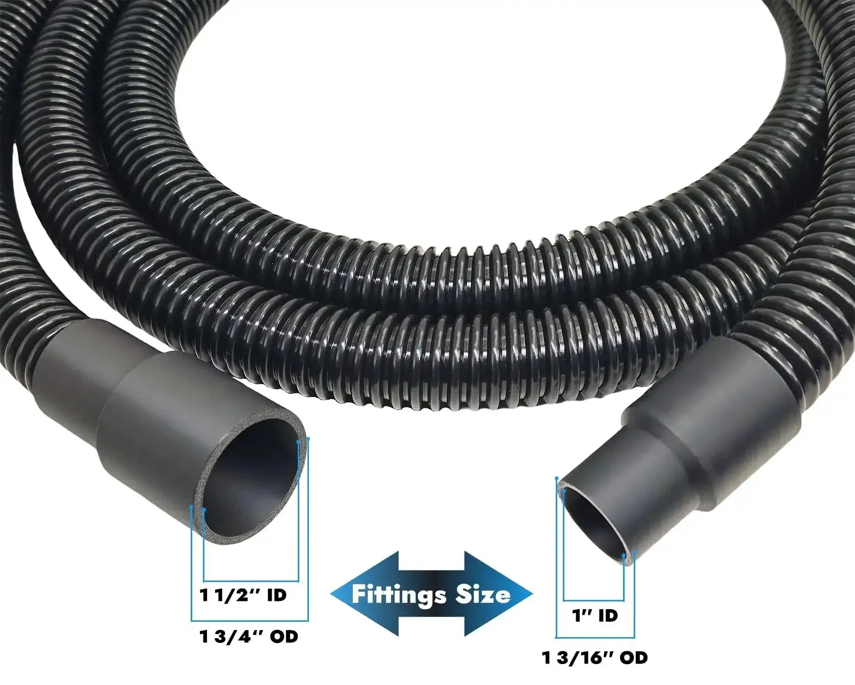 10 Foot Dust Collection Hose Kit With Five Fittings For Woodworking Power Tools Premium Durable PVC Hose With One Inch Inner Diameter And One And Quarter Inch Outer Diameter Tough ABS Build For Home Shops Wet Dry Vacuums - Image 7