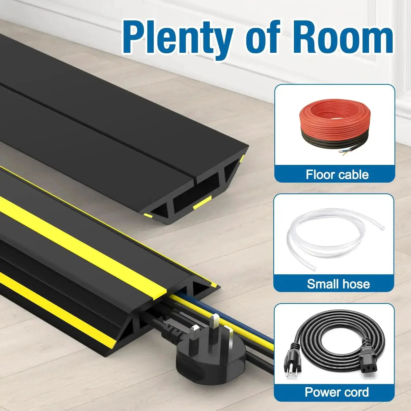 10 Foot Floor Cable Cover Protector Pro Grade Heavy Duty PVC Duct Easy To Unroll And Route Cables, Prevent Trip Hazards At Home Office, Workshops, Outdoors, And Events - Image 4
