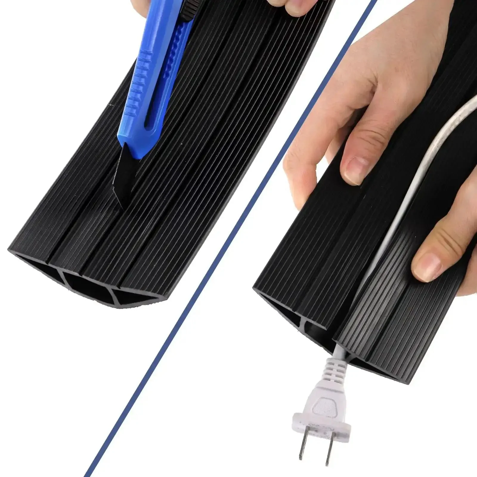 10 Foot Floor Cord Cover With Large Cable Channels For Easy Organization And Trip Hazard Prevention Heavy Duty PVC Duct Unrolls Fast Ideal For Home Office And Outdoor Use Keeps Cables Tidy And Safe - Image 4