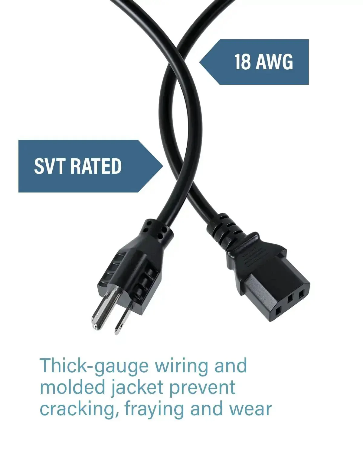 10 Foot Shielded Replacement AC Power Cord NEMA 5 15P To IEC 320C13 Cable For Electronics TV Computer Printer And Monitor Great For Laptop And Desktop PCs Works With Dell Samsung Vizio LG Asus - Image 6