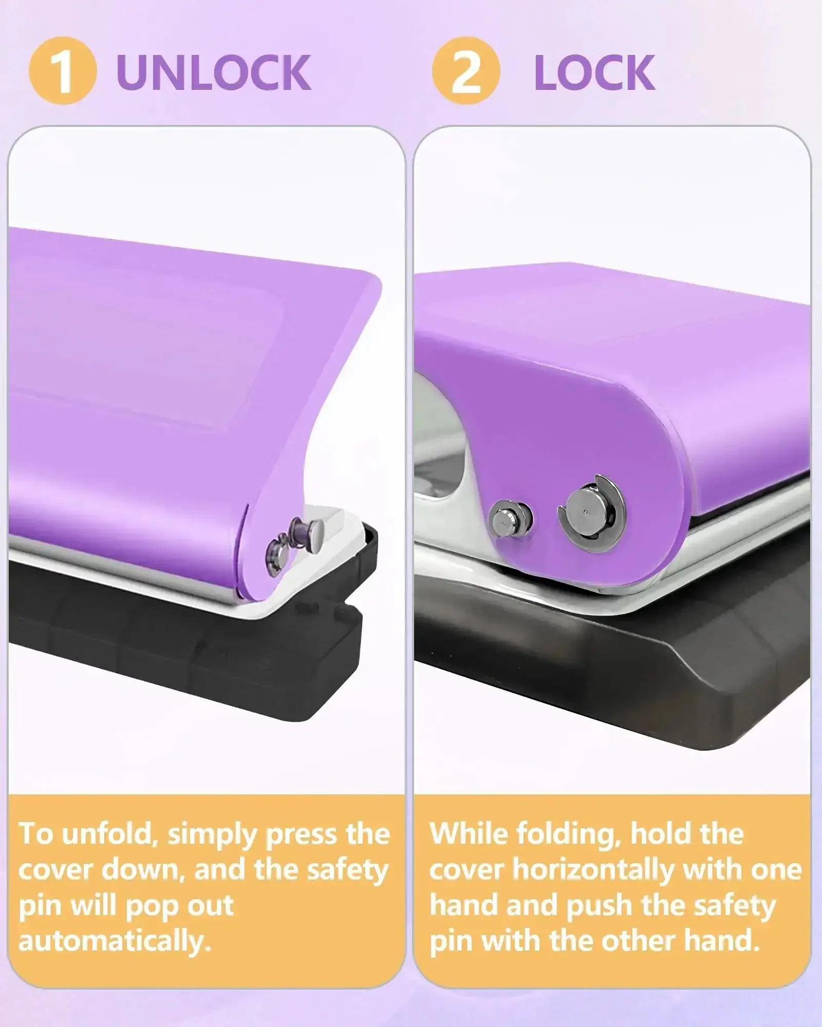 10 Hole Binding Punch For Planners, Metal Manual Puncher For Home Office, Punches Up To 10 Sheets, Works With A4 A5 B5 Paper, Precise 9.5mm Hole Spacing, 5.5mm Hole, Ideal For Binder Rings, Purple - Image 4