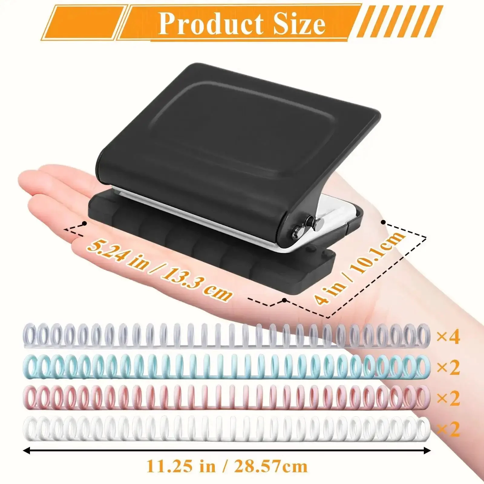 10 Hole Punch Binding Machine For Planners With 10 Color Binder Rings, Punches 30 Holes On A4, 20 Holes On A5, 26 Holes On B5, 10 Sheet Capacity, Black - Image 6