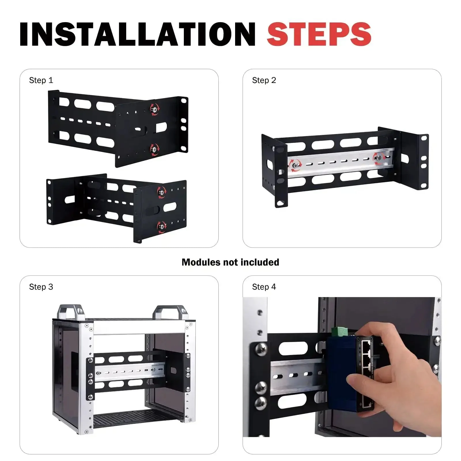 10 Inch 2U Adjustable DIN Rail Mount Bracket For DeskPi RackMate T1 T0 T2 T0 Plus T1 Plus TL1 Rack Ready And Compatible With 35mm Industrial Network Devices And 10 Inch Server Rack Cabinets - Image 3