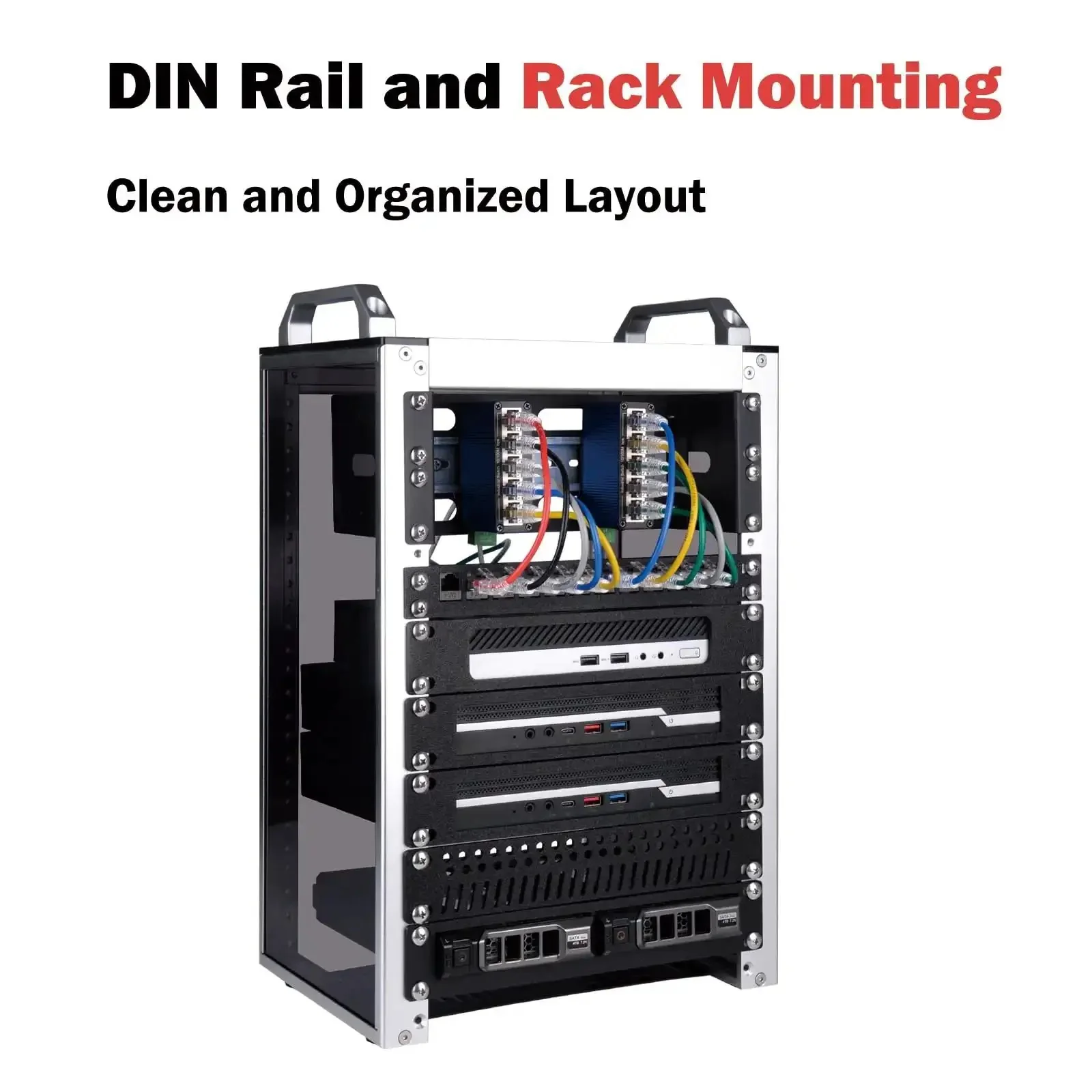 10 Inch 2U Adjustable DIN Rail Mount Bracket For DeskPi RackMate T1 T0 T2 T0 Plus T1 Plus TL1 Rack Ready And Compatible With 35mm Industrial Network Devices And 10 Inch Server Rack Cabinets - Image 4