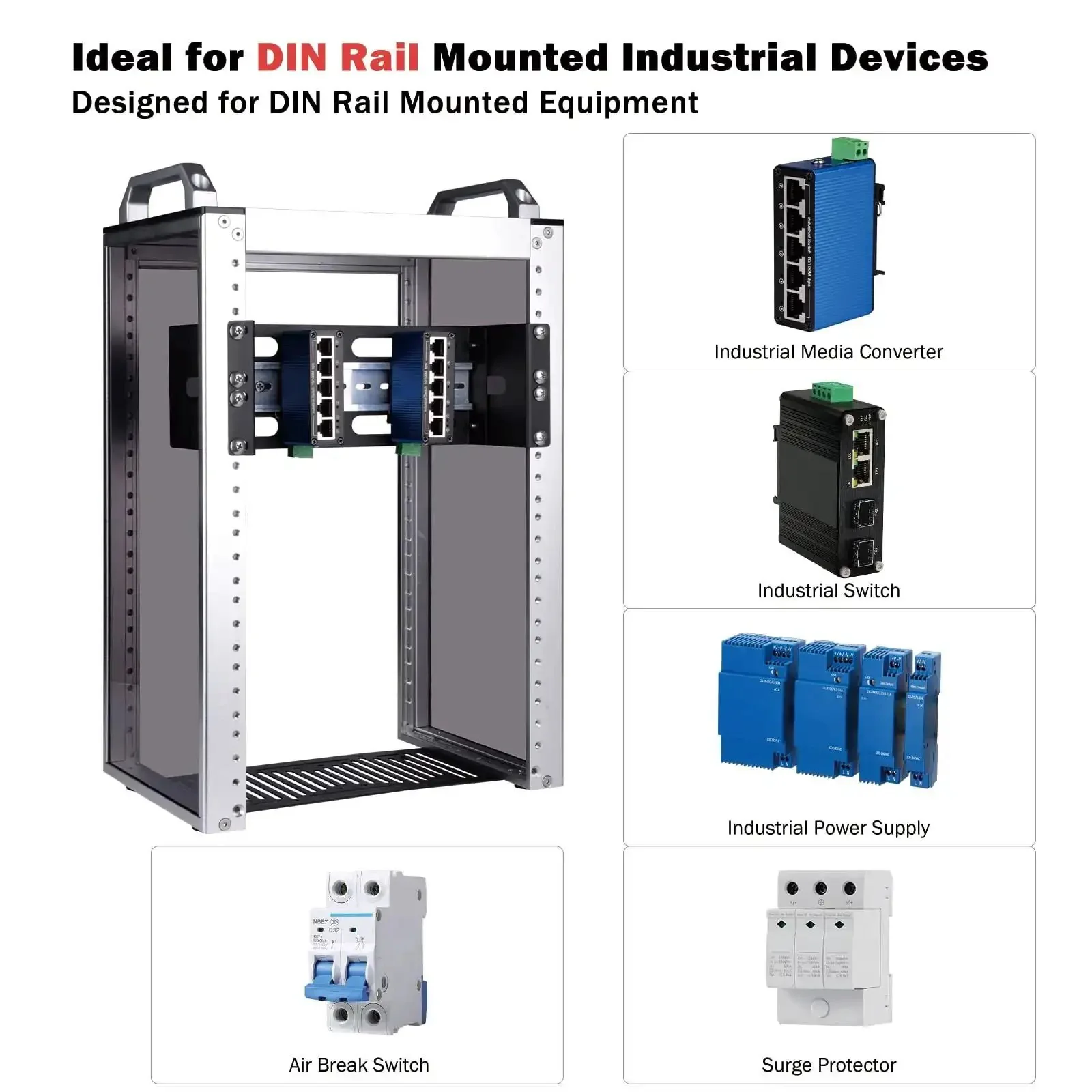 10 Inch 2U Adjustable DIN Rail Mount Bracket For DeskPi RackMate T1 T0 T2 T0 Plus T1 Plus TL1 Rack Ready And Compatible With 35mm Industrial Network Devices And 10 Inch Server Rack Cabinets - Image 5