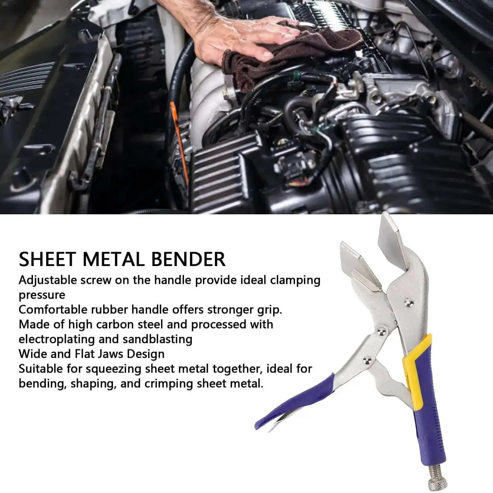 10 Inch Locking Sheet Metal Clamp Duckbill Pliers With Adjustable Screw, Carbon Steel Plated Welding Clamp For Metalworking, Bending And Clamping, One Hand Release Trigger For Quick Setup, Durable Auto Repair Tool - Image 9