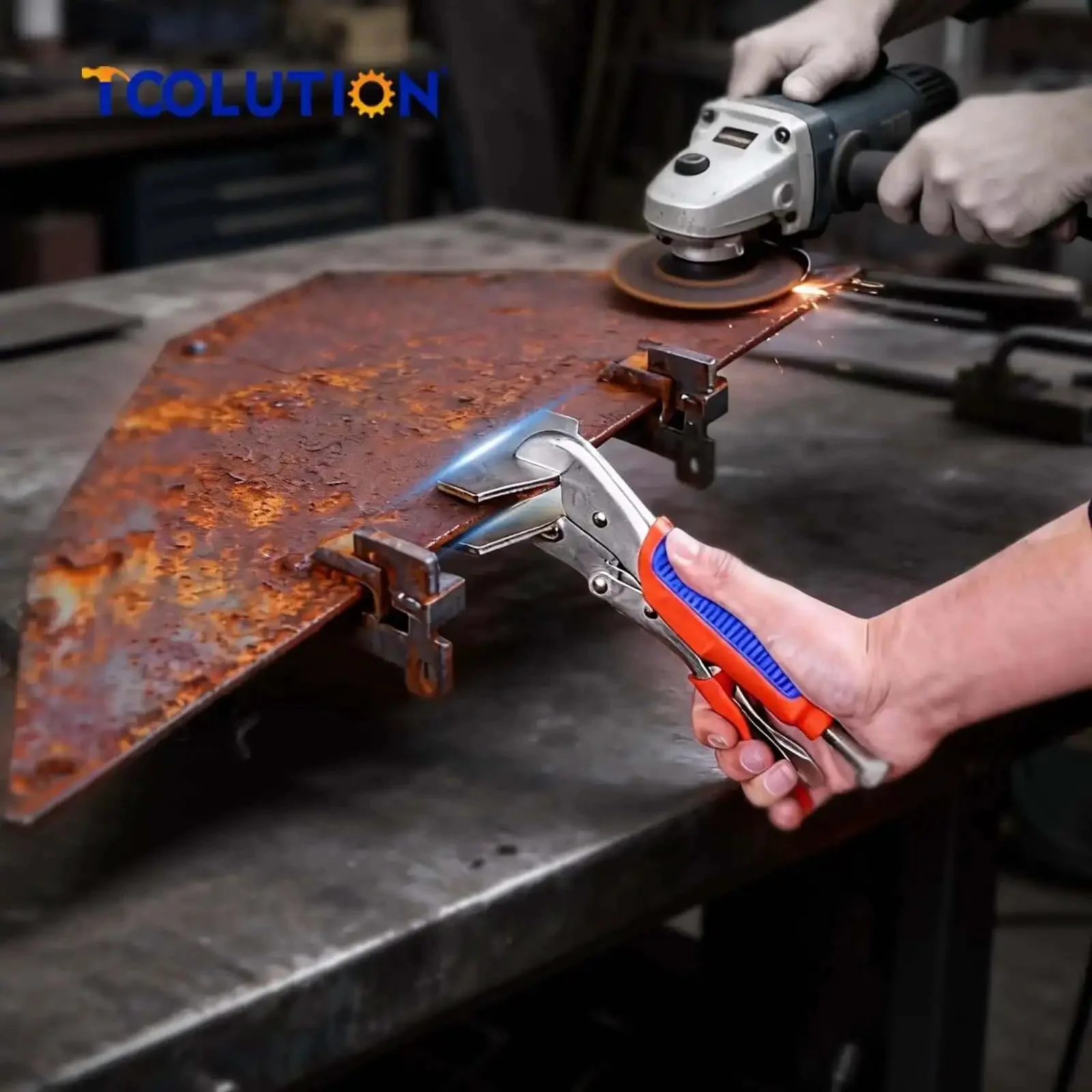 10 Inch Locking Sheet Metal Clamp With Trigger Release, Heavy Duty Adjustable Welding Pliers For Metalworking, Nickel Plated Bending Tool For Welding, Fabrication, And Sheet Metal Projects, Built Tough - Image 2