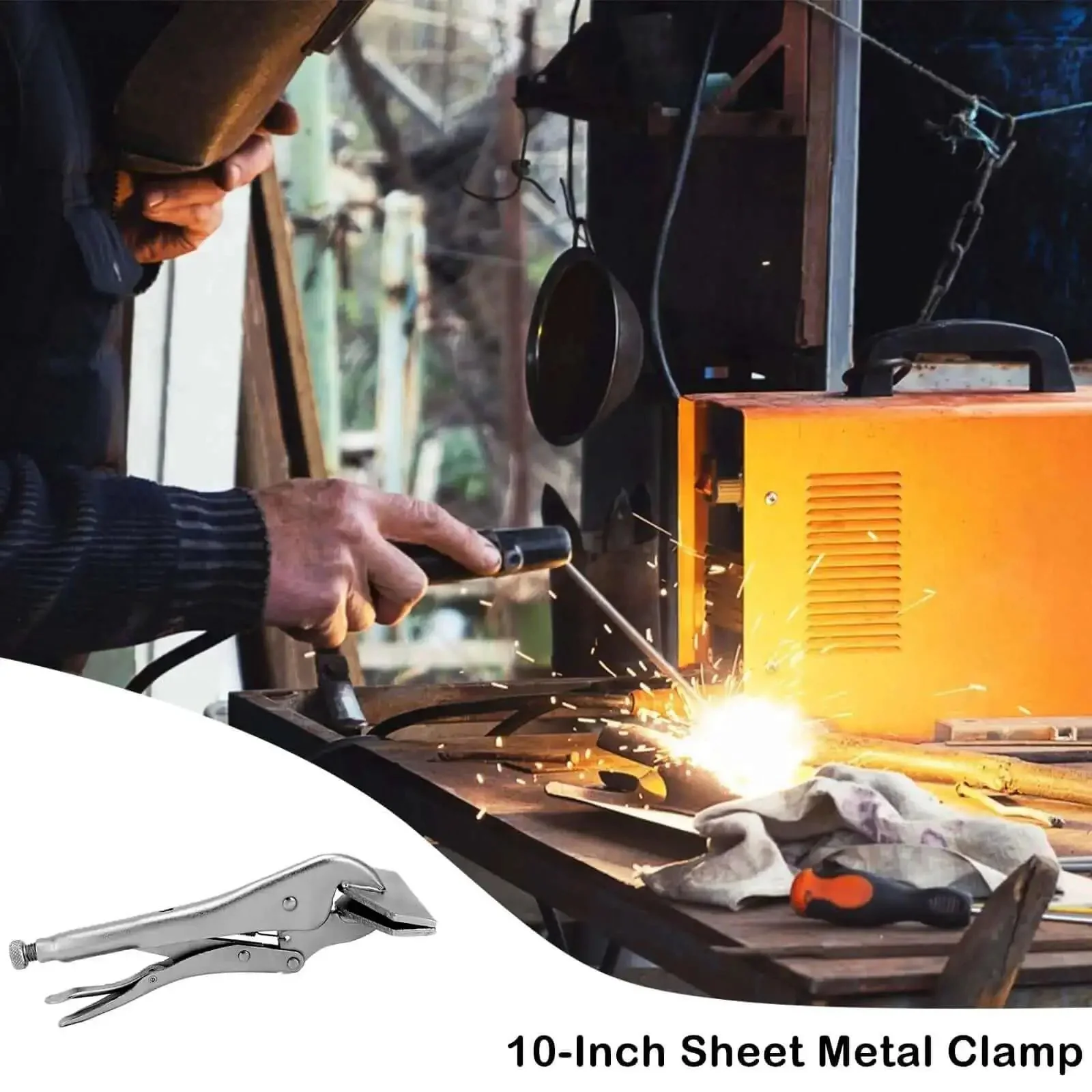 10 Inch Locking Sheet Metal Tool With Adjustable Opening Nickel Plated Pliers For Bending Seaming Tongs And Flat Clamps Heavy Duty Welding Plier Built To Last For DIY Metalwork - Image 2