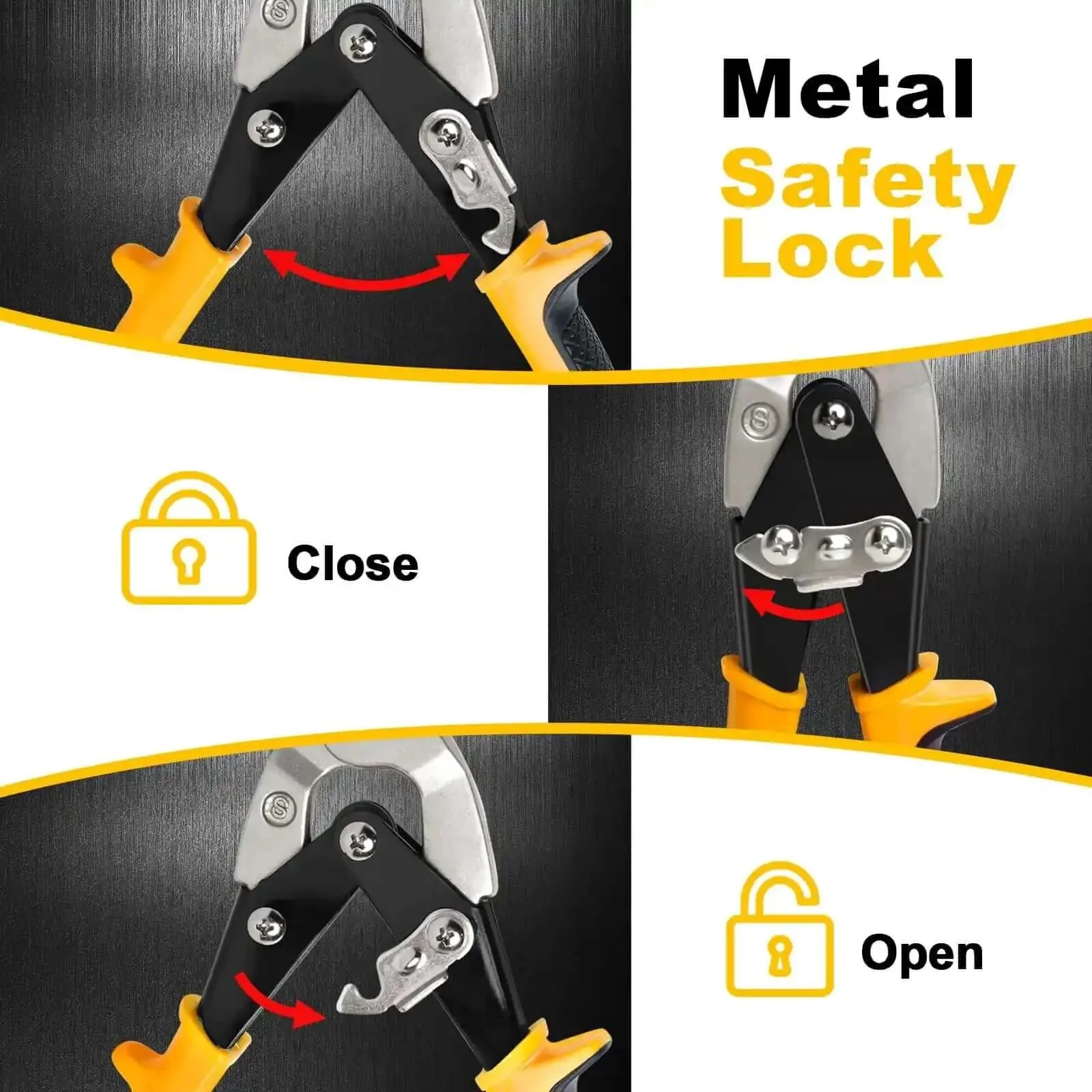 10 Inch Tin Snips For Sheet Metal Cutting Built Tough Heavy Duty Cutter Shears Straight Cut Chrome Vanadium Steel CRV With Heat Treated Blades And Durable Safety Lock For Long Lasting Performance - Image 6