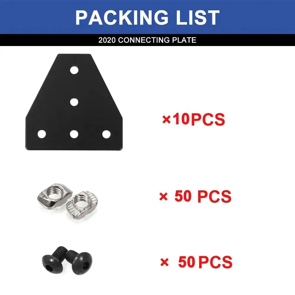 10 Pack 2020 T Plate Corner Bracket For 8020 Aluminum Extrusion T Slot Connector With 50 T Nuts And Screws Black Finish Wrench Included Heavy Duty Pro Grade Joining Plate Kit For Framing And Custom Builds - Image 6