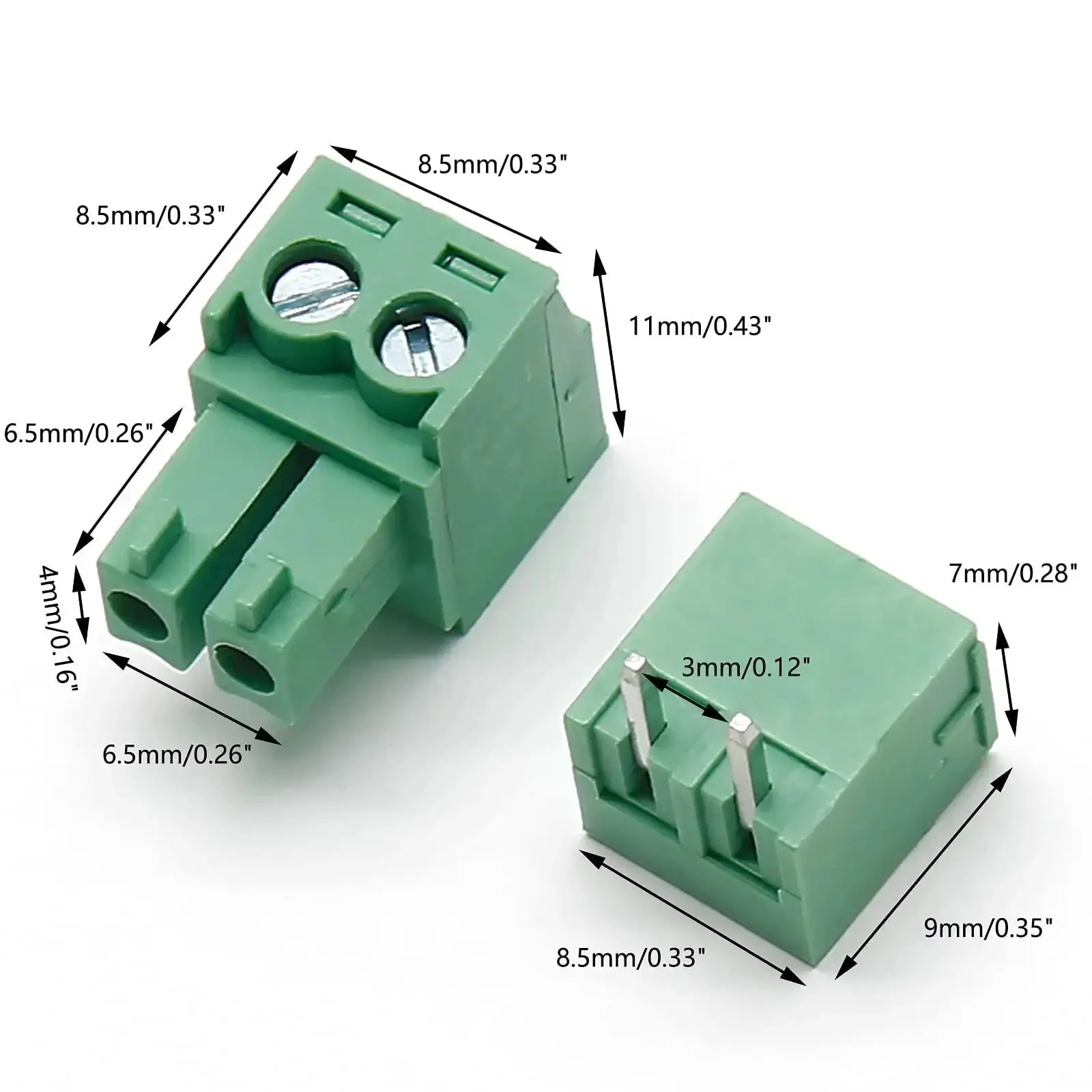 10 Pack 3.81mm Pitch 2 Pin PCB Screw Terminal Block Connector Plug KF2EDGK Green 300V 8A Wiring Range 28 To 16 AWG Durable Plastic Copper Construction DIN Rail Compatible And Easy Plug In - Image 7