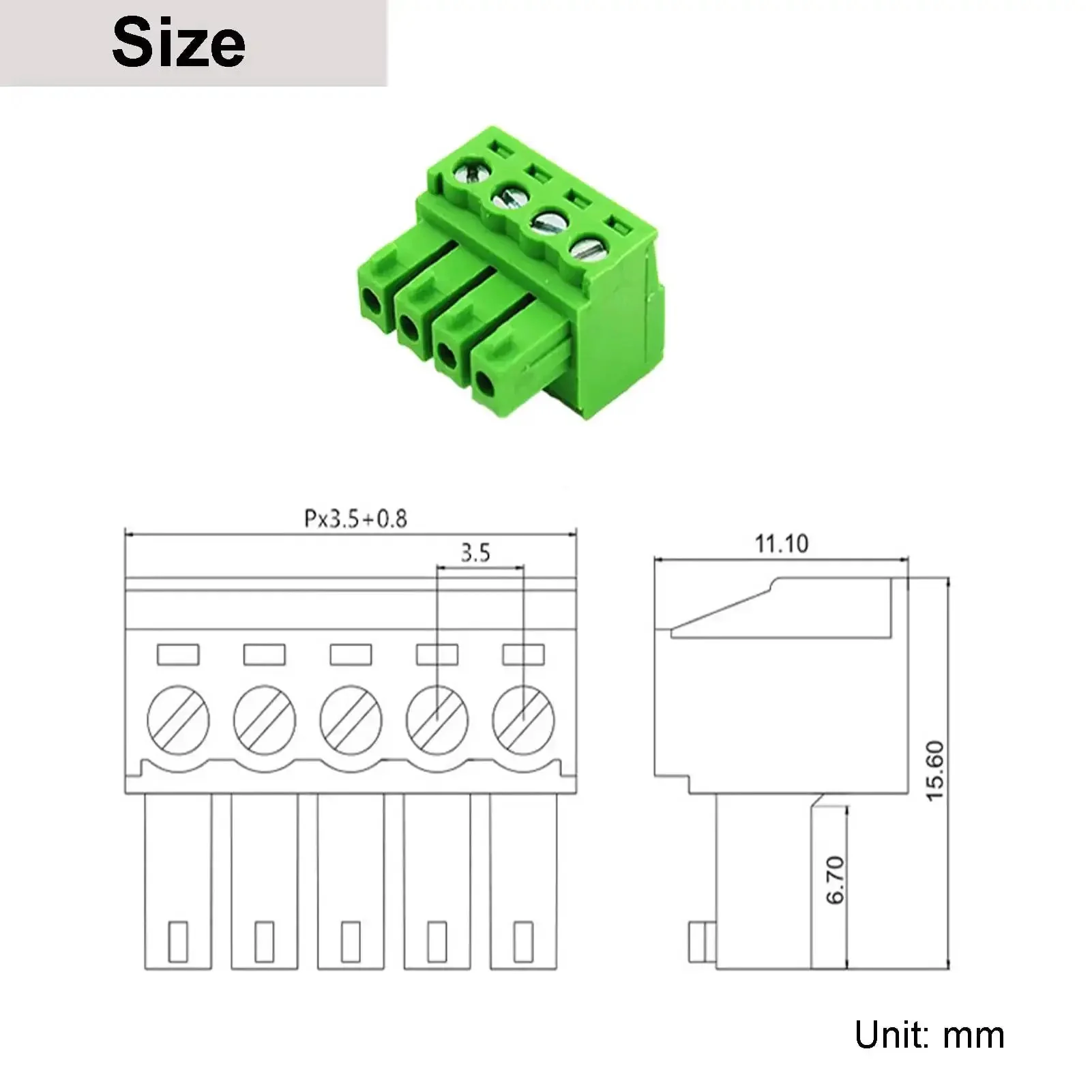 10 Pack 4 Pin 3.5mm Pitch PCB Screw Terminal Block Connectors Pluggable Quick Connector 4 Pole For 16 To 28 AWG Wires 300V 8A Easy Swapping No Solder Needed For Quick Builds - Image 3