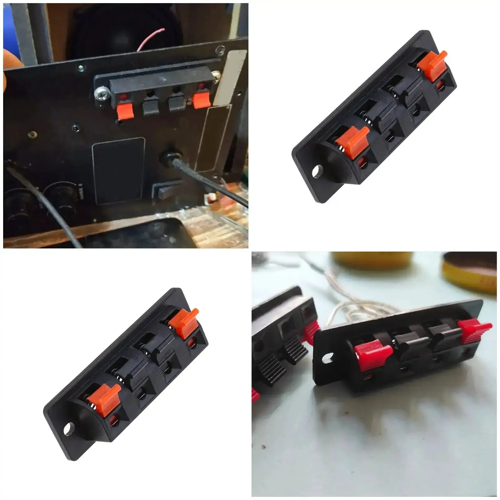10 Pack 4 Pin Speaker Terminal Blocks With Spring Clips For DIY Audio, Plug And Play Amp Test Clips, 4 Position Connector Plate For Stereo Speakers, Push Release Cable Terminal Strips - Image 6