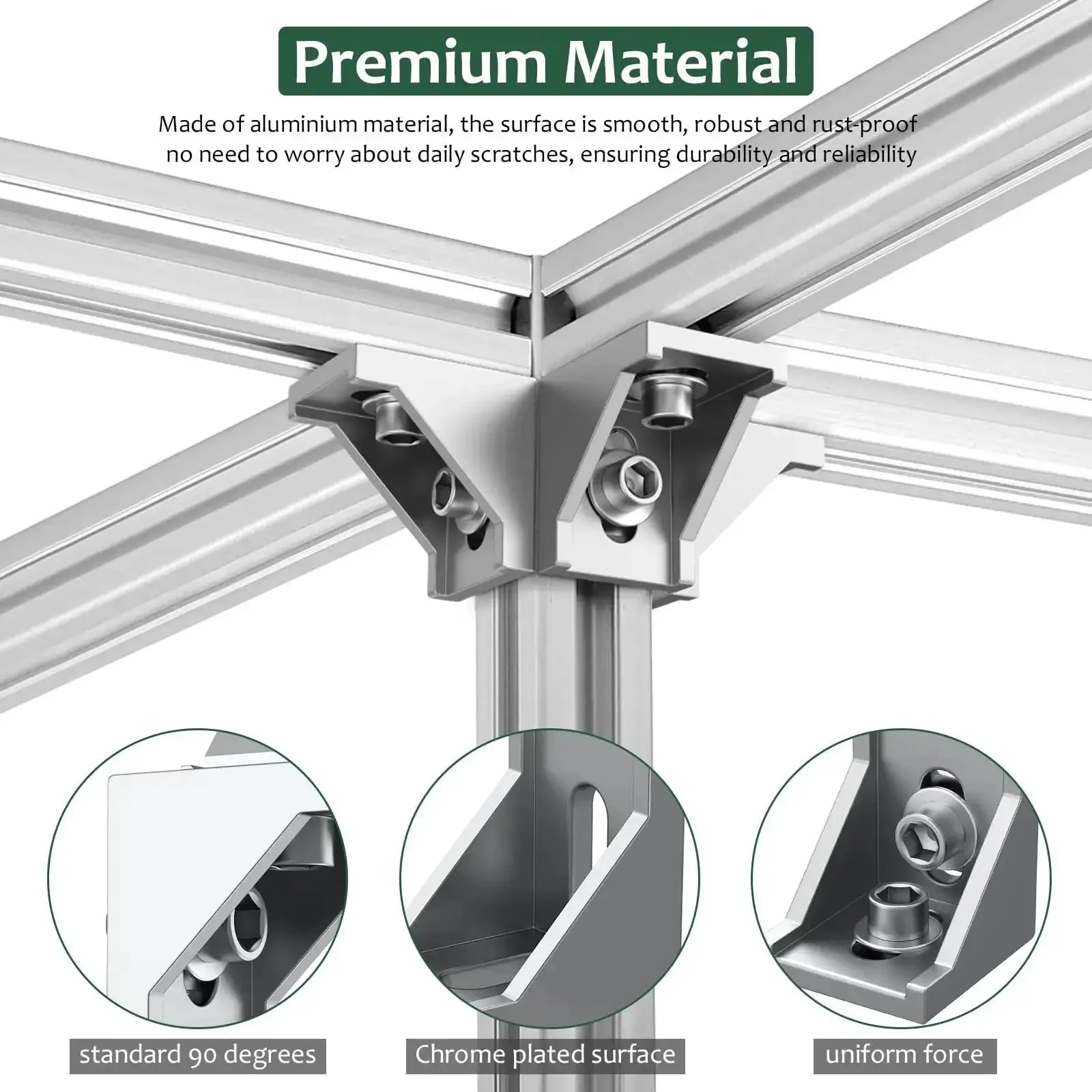 10 Pack 4040 Aluminum Extrusion Corner Brackets And 4080 Profile Connectors Kit With 40 M8 T Slot Nuts And Hex Screws For DIY Builds Built Tough Heavy Duty Right Angle Frame Corners - Image 6