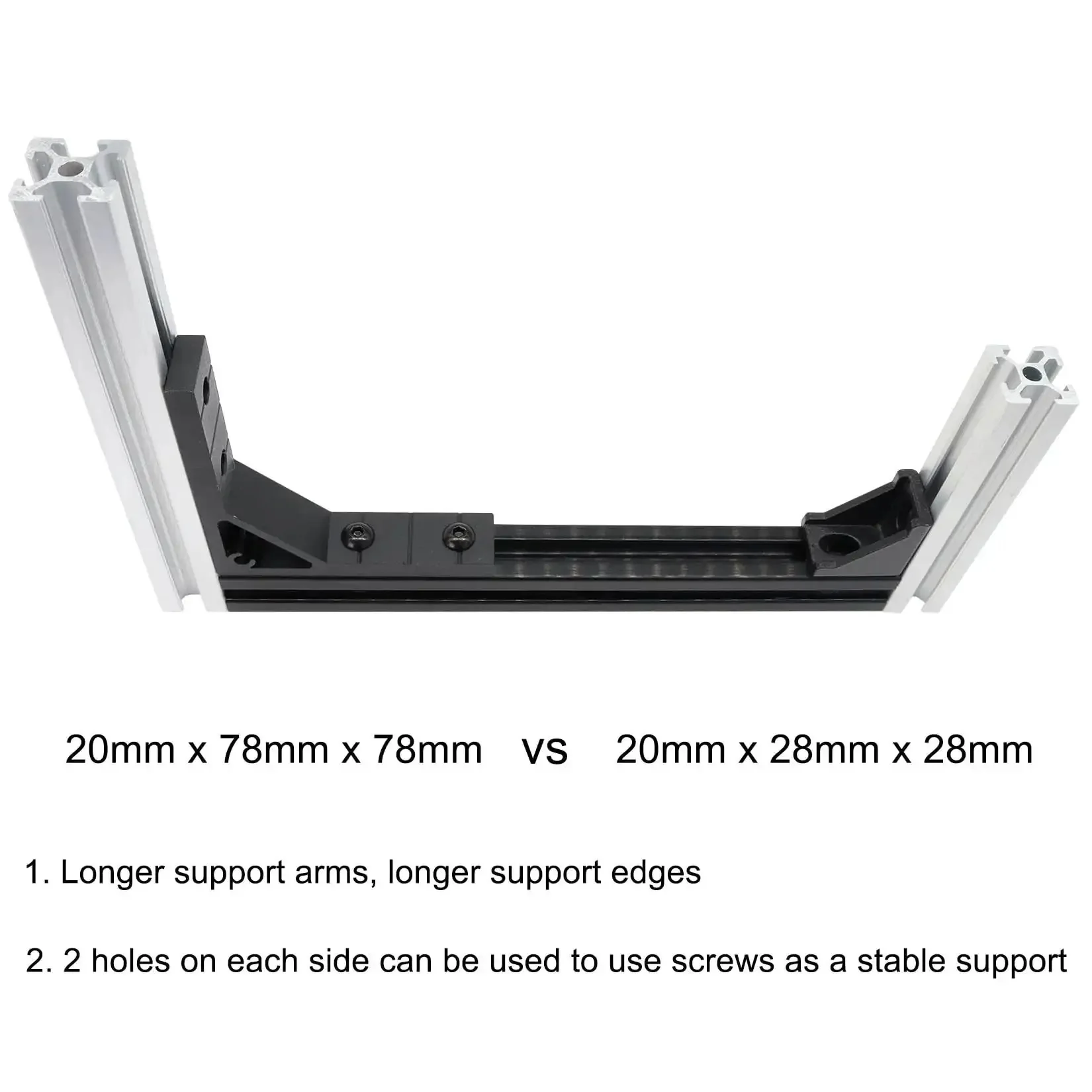 10 Pack 78x78mm 2020 Aluminum T Slot Corner Brackets Set For 20x20 2040 80 20 Aluminum Profiles Beefy Heavy Duty 90 Degree Right Angle Connectors With M5 Bolts Nuts Black - Image 4