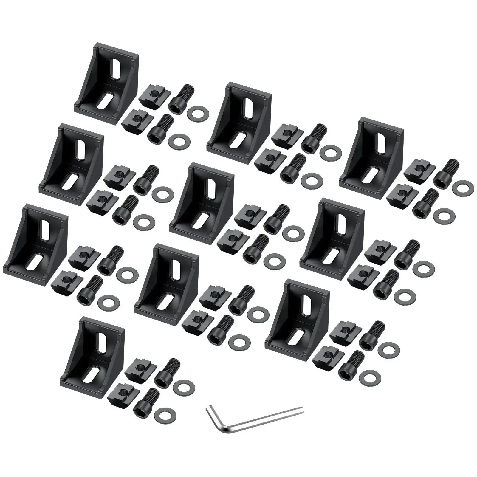 10 Pack Aluminum Profile 4040 Corner Brackets For Extrusion Mounting Corner Connector And Wall Bracket For Frame Structures Black Finish Heavy Duty Aluminum Construction For DIY Projects