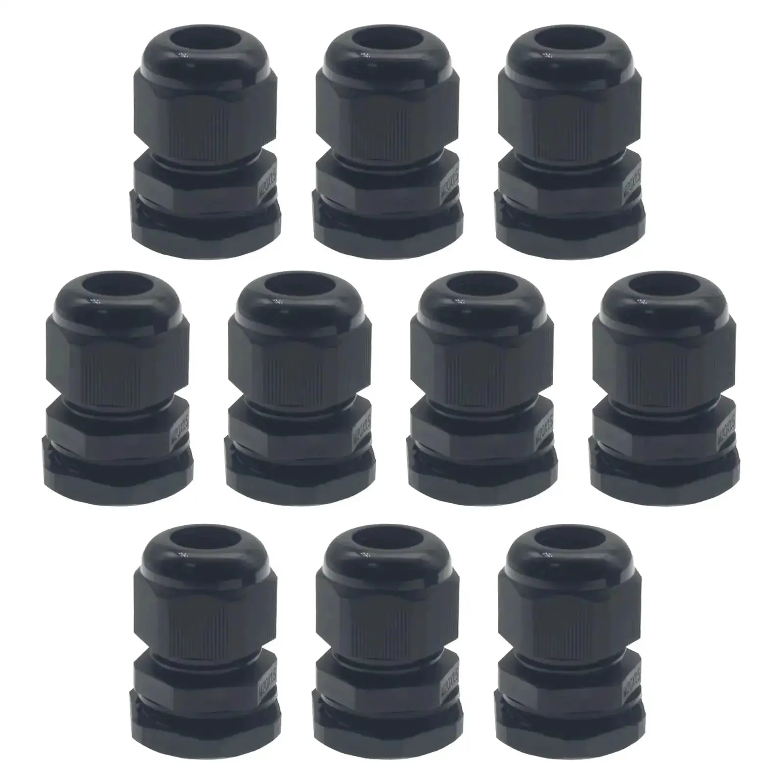 10 Pack Black M20x1.5 Waterproof Cable Glands For 6-12mm Cables With Adjustable Joints, Compression Cable Connectors, Locknuts And IP68 Seal, Nylon PA66 Construction