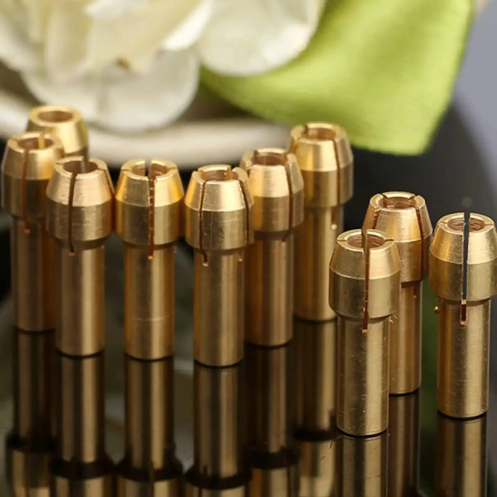 10 Pack Brass Collet Nut Adapters 3.2mm Replacement for Dremel Rotary Tools, Built Tough Copper Collet Nuts Fit Most Hobby and DIY Rotary Tool Sets, Heat Treated for High Hardness and Long Lasting Performance - Image 4