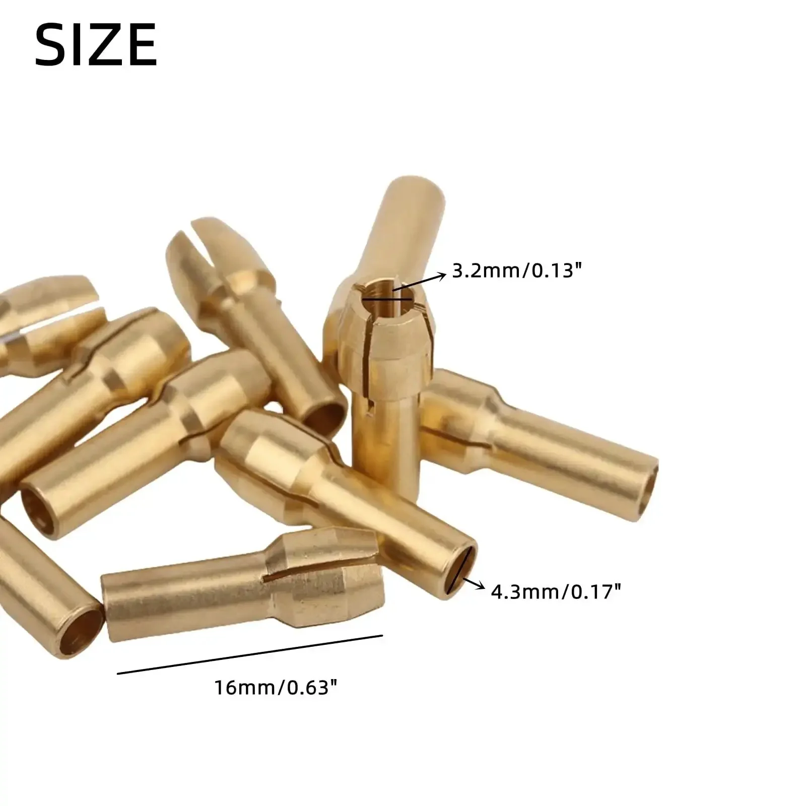 10 Pack Brass Collet Nut Adapters 3.2mm Replacement for Dremel Rotary Tools, Built Tough Copper Collet Nuts Fit Most Hobby and DIY Rotary Tool Sets, Heat Treated for High Hardness and Long Lasting Performance - Image 7