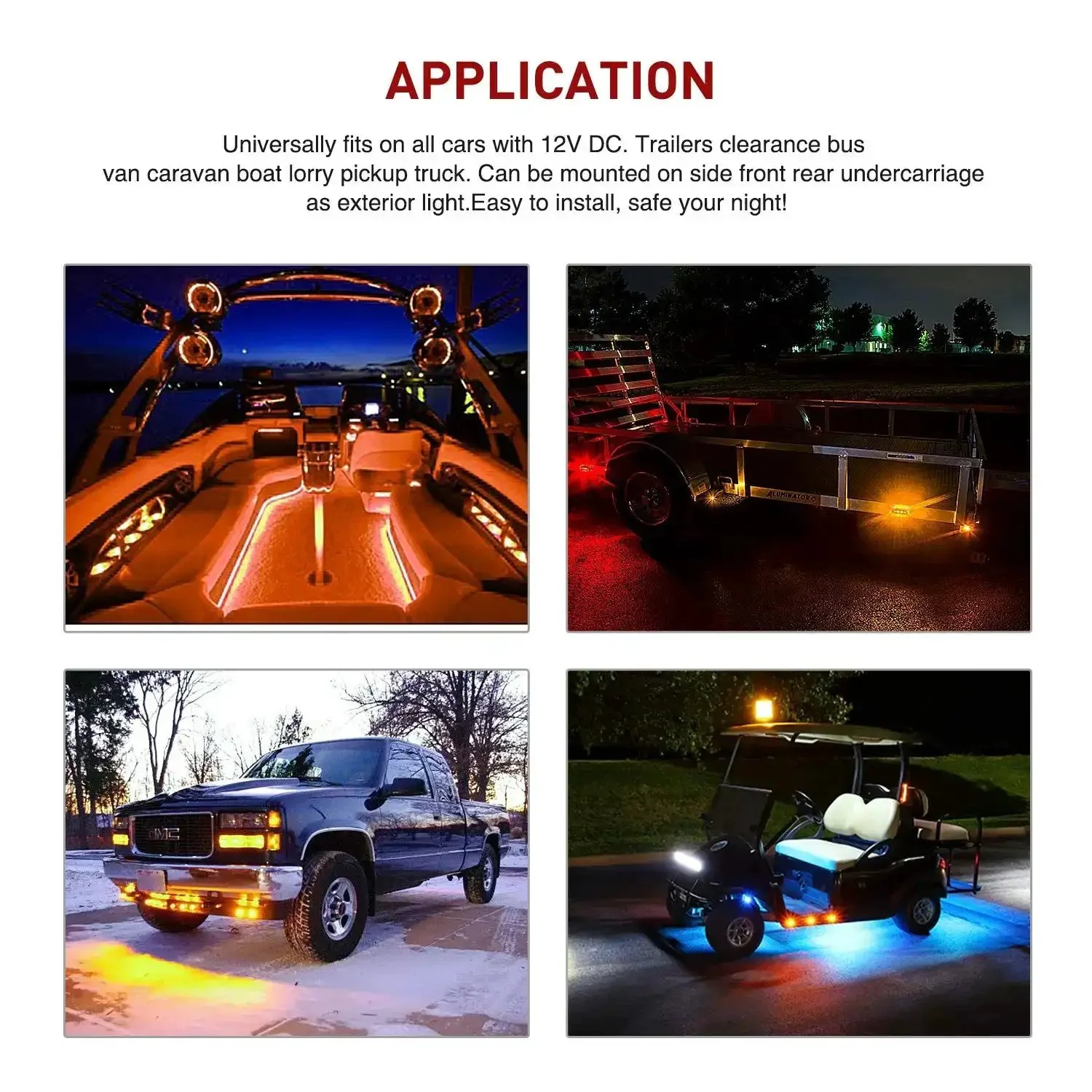 10-Pack Compact 3/4 Inch Round Clearance LED Marker Lights Kit For Truck, RV, Car, Bus, Trailer, And Boat Amber 12V With 60 Lumen Output, 100000 Hour Life, Surface Mount Grommet, 2-Wire Design - Image 3