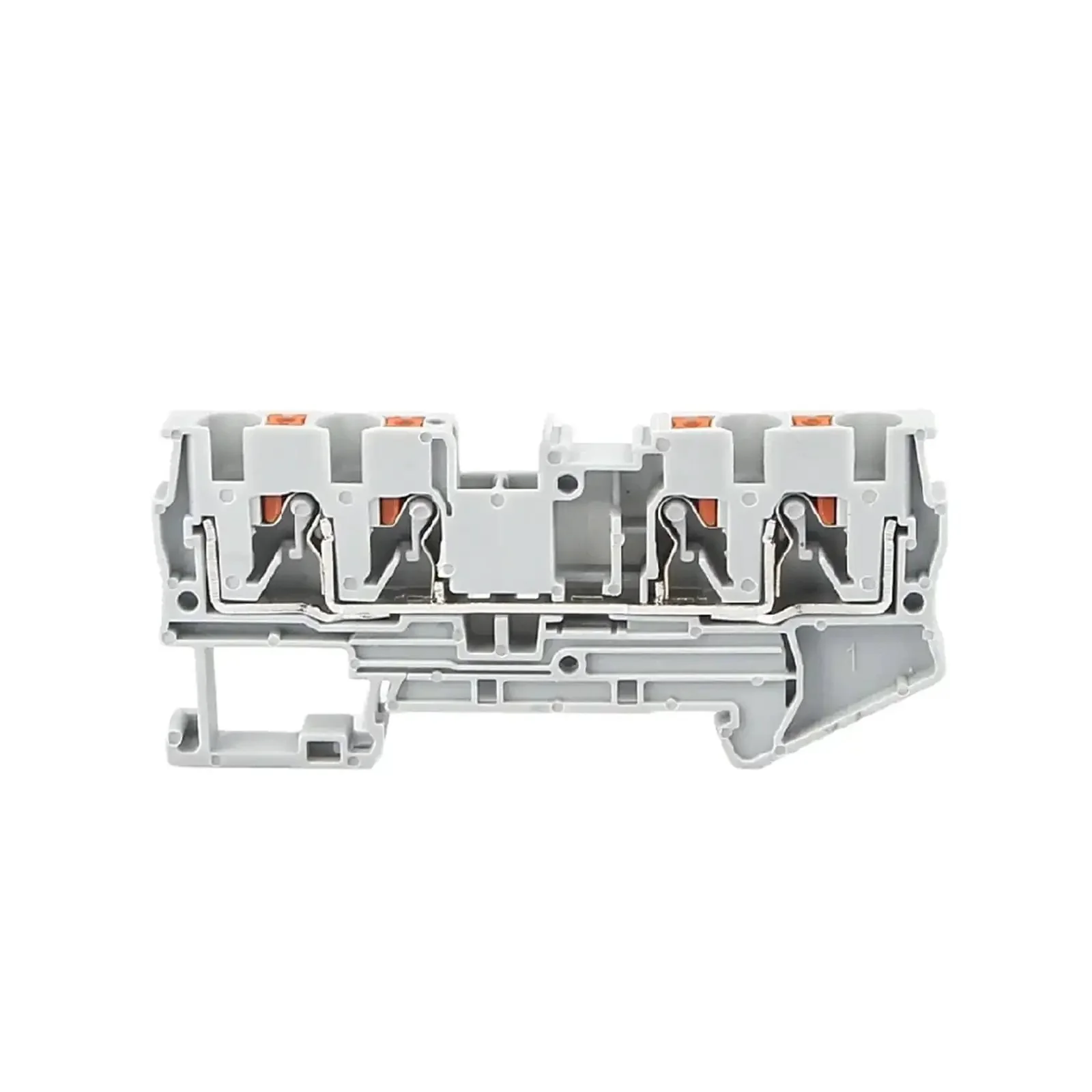10 Pack DIN Rail Terminal Block PT4 Quattro 4 Conductor Push In Spring Clamp 32A 800V PA66 V0 Industrial Electrical Connectors Gray For Control Panels Automation And Rugged Electrical Installations