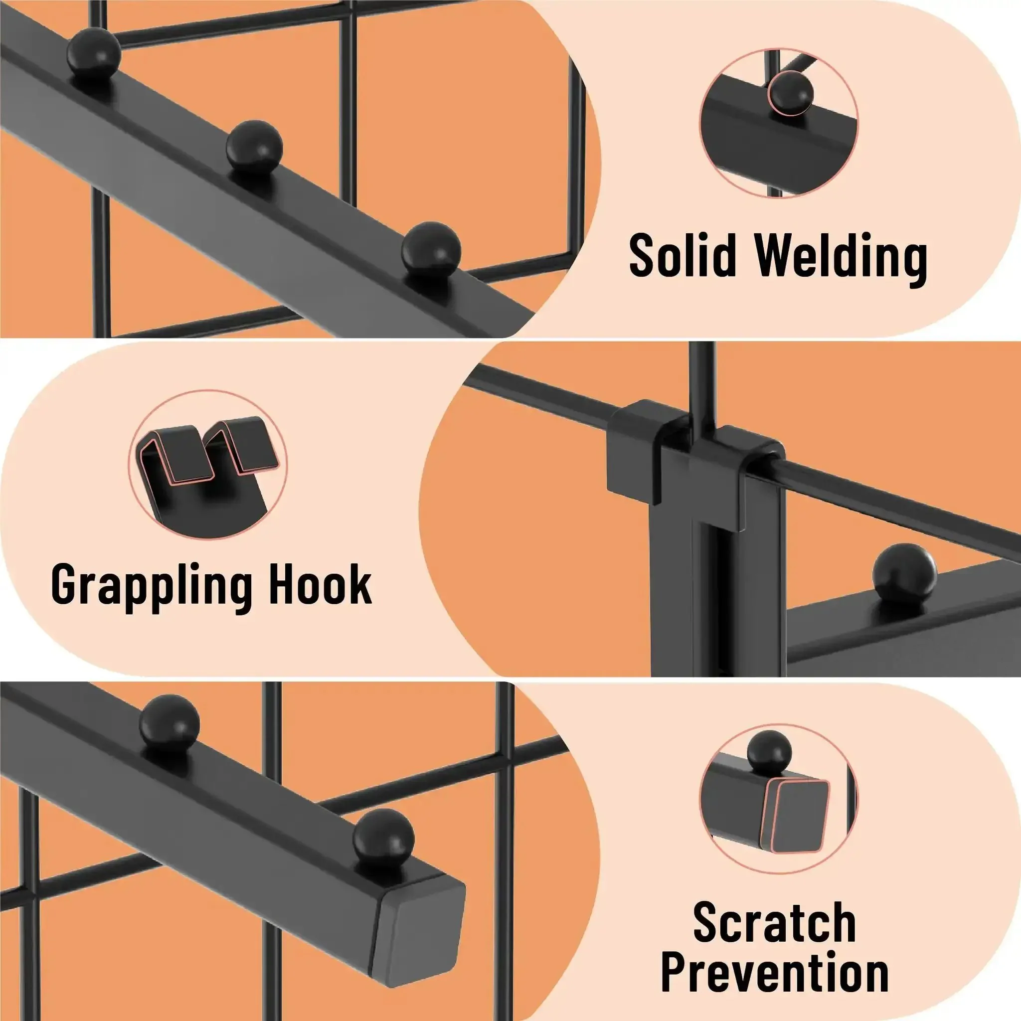10 Pack Gridwall Waterfall Hooks With 12 Inch 6 Ball Faceouts For Retail Display Heavy Duty Square Tube Hangers For Wire Grid Panels Black Powder Coated Garment Racks For Clothing Store - Image 4